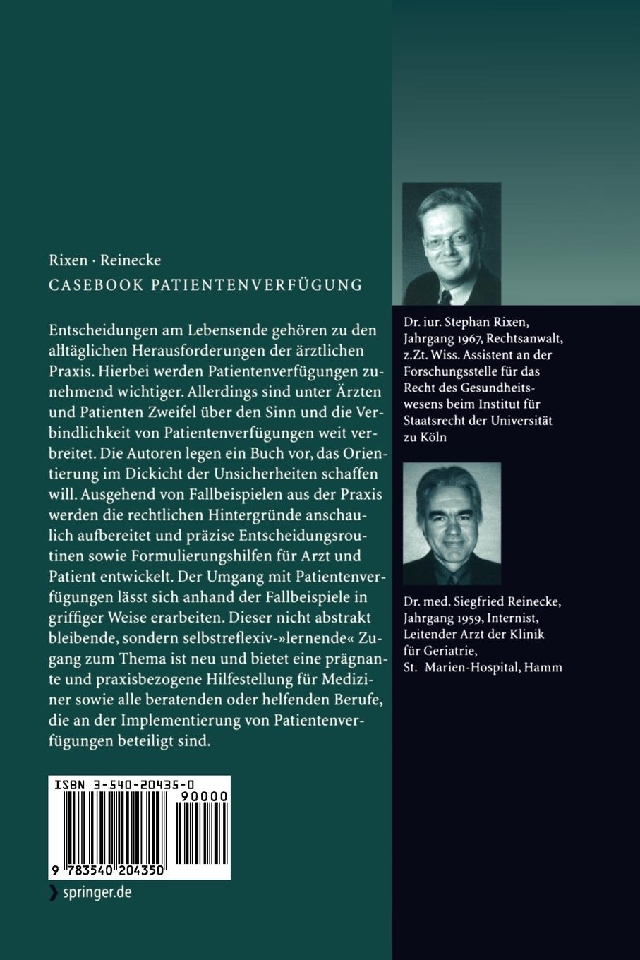 Rückseitencover Casebook Patientenverfügung