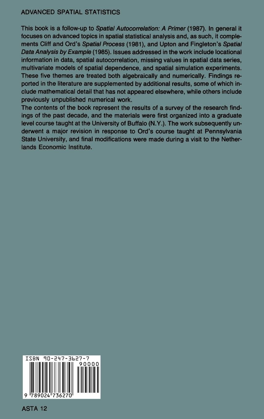 Rückseitencover Advanced Spatial Statistics