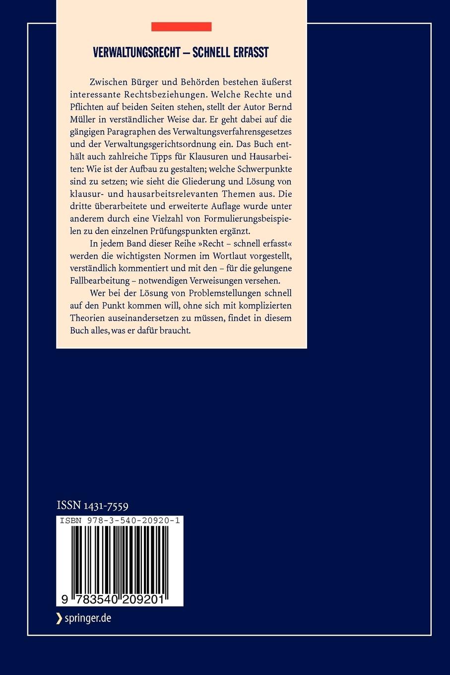 Rückseitencover Verwaltungsrecht - Schnell erfasst