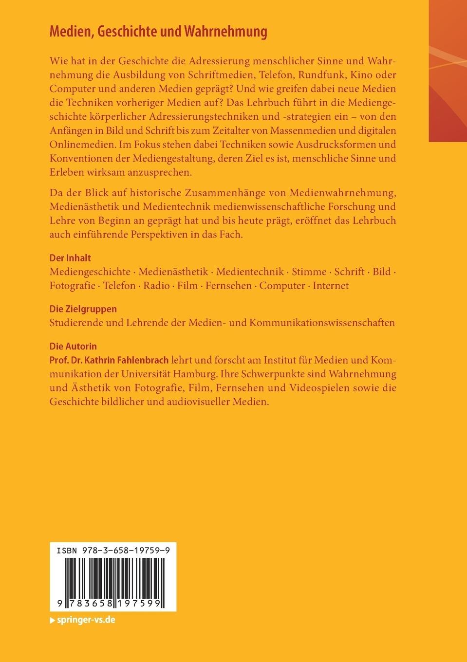 Rückseitencover Medien, Geschichte und Wahrnehmung