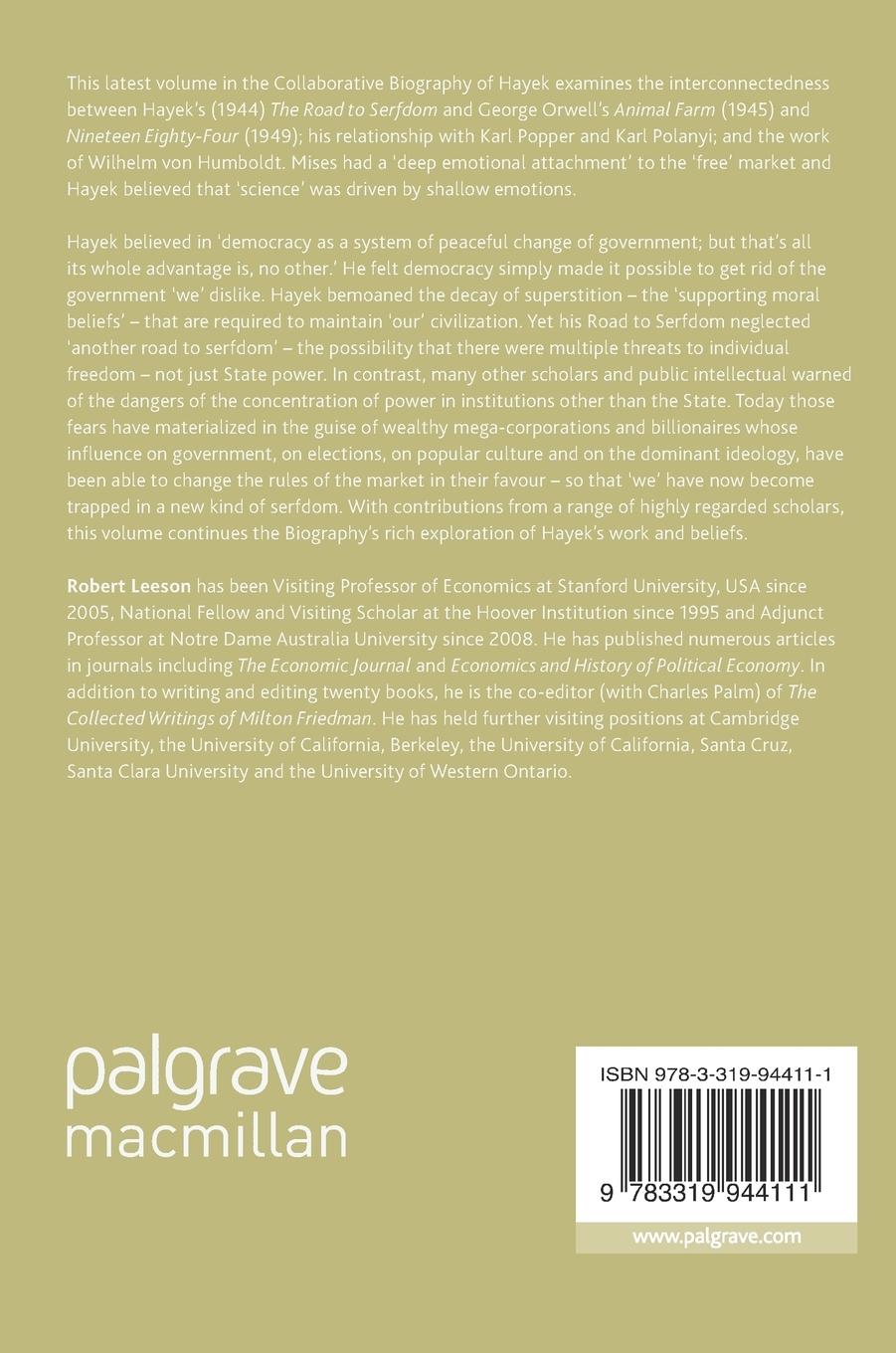 Rückseitencover Hayek: A Collaborative Biography