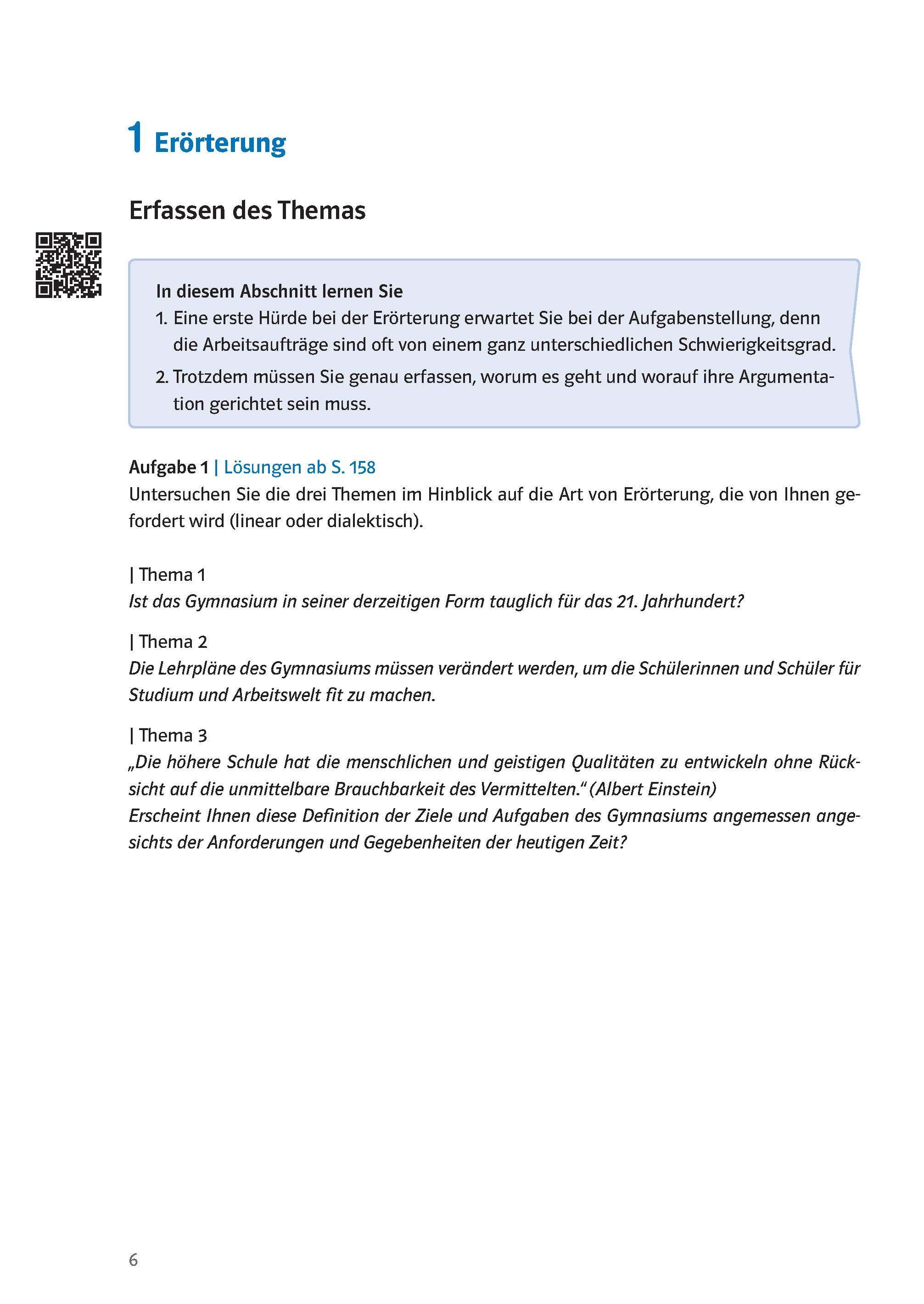 Beispielinhalt (Bild) Klausur-Training - Deutsch Erörterung