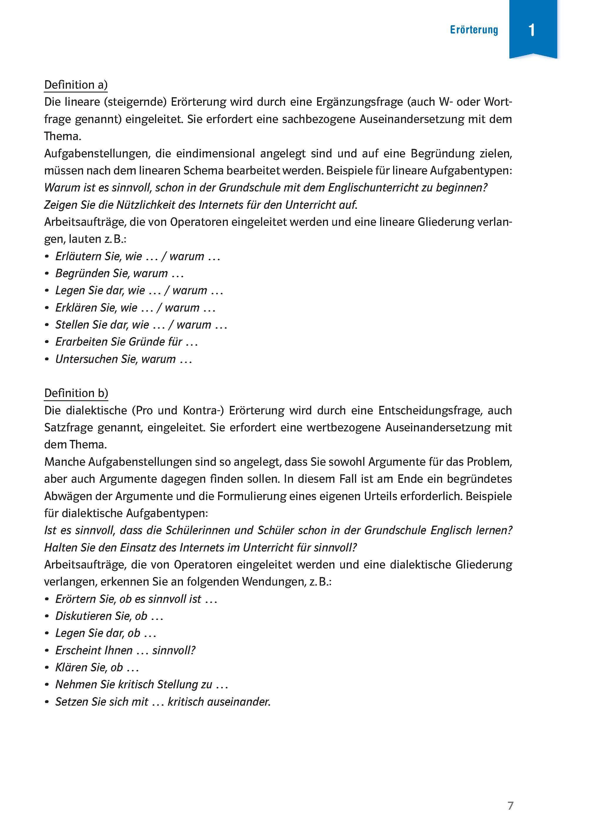 Beispielinhalt (Bild) Klausur-Training - Deutsch Erörterung