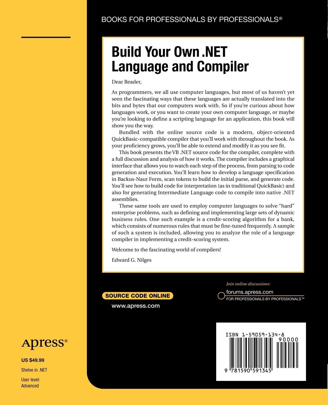 Rückseitencover Build Your Own .NET Language and Compiler