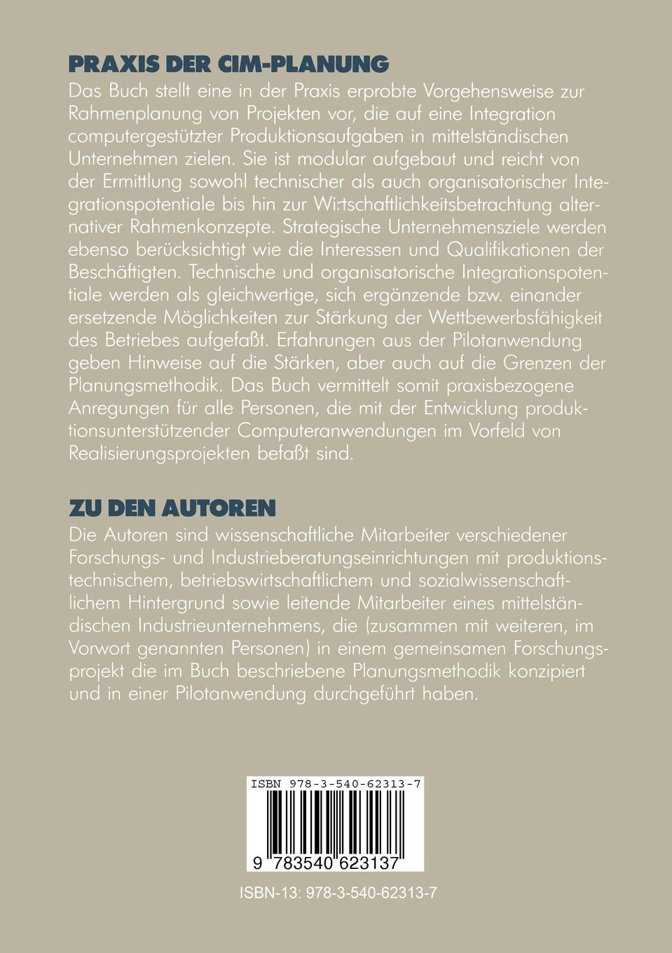 Rückseitencover Praxis der CIM-Planung