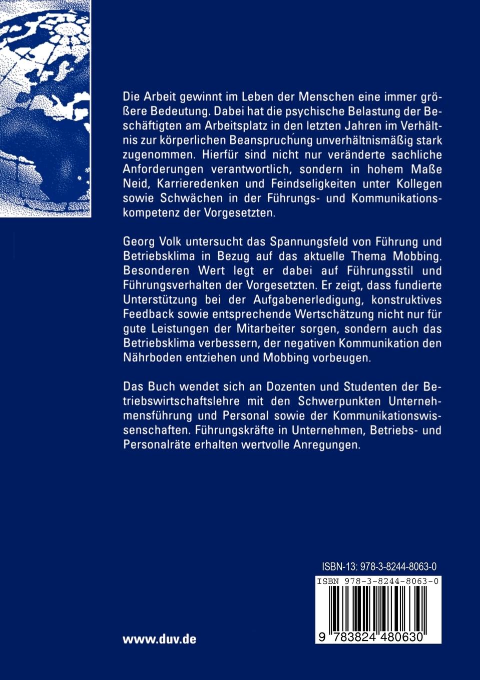 Rückseitencover Determinanten von Mobbing am Arbeitsplatz