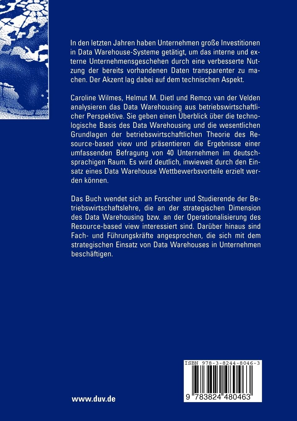 Rückseitencover Die strategische Ressource "Data Warehouse"