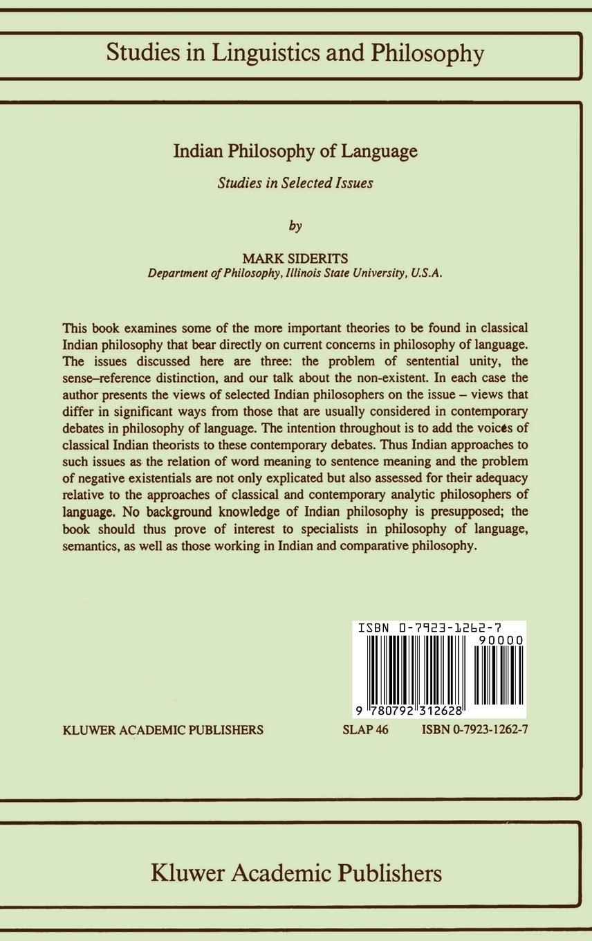 Rückseitencover Indian Philosophy of Language