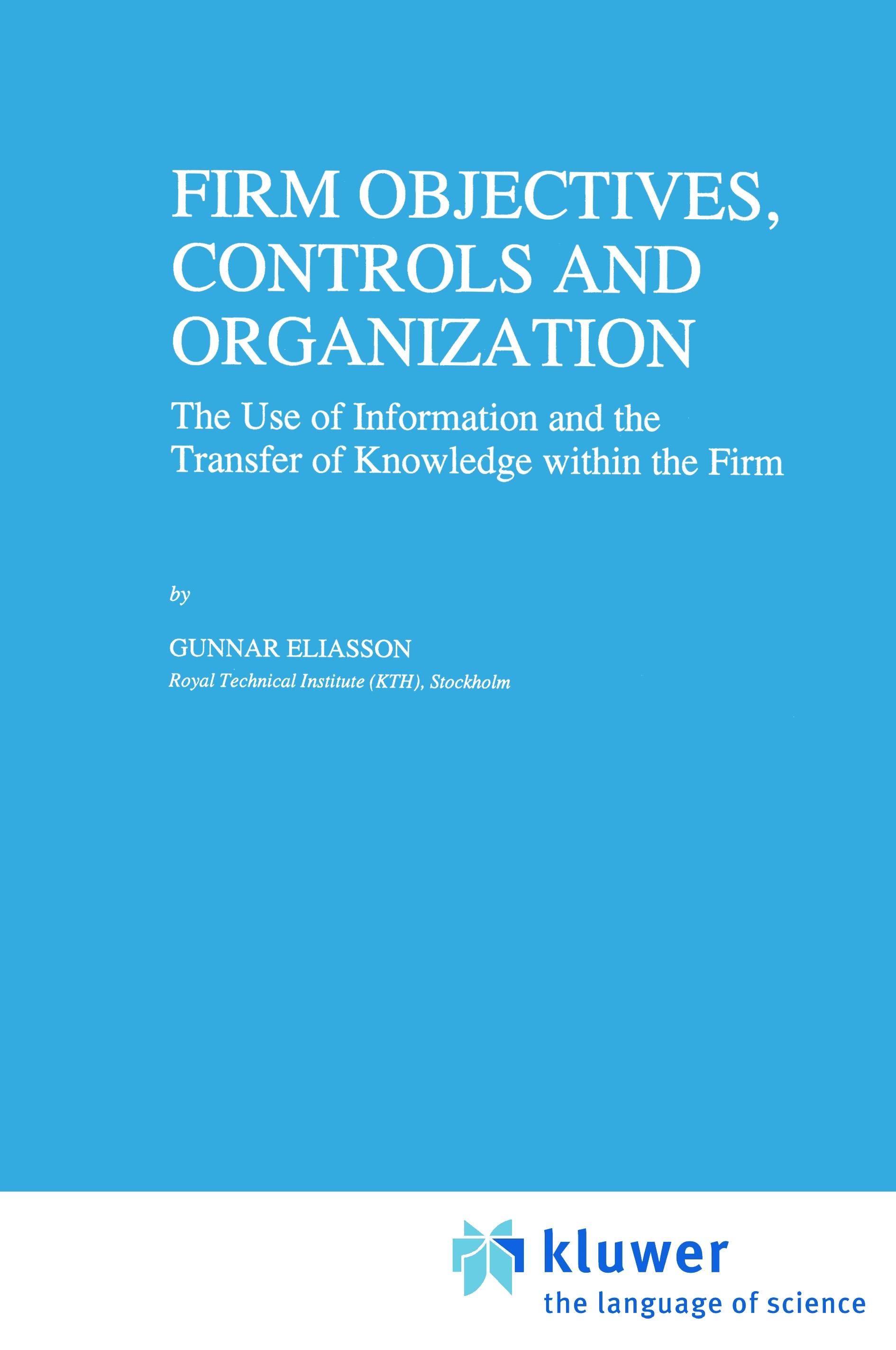 Vorderes Coverbild Firm Objectives, Controls and Organization