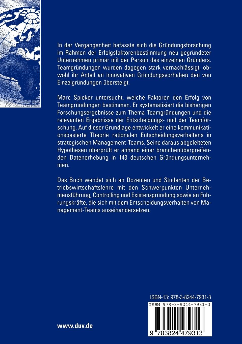 Rückseitencover Entscheidungsverhalten in Gründerteams