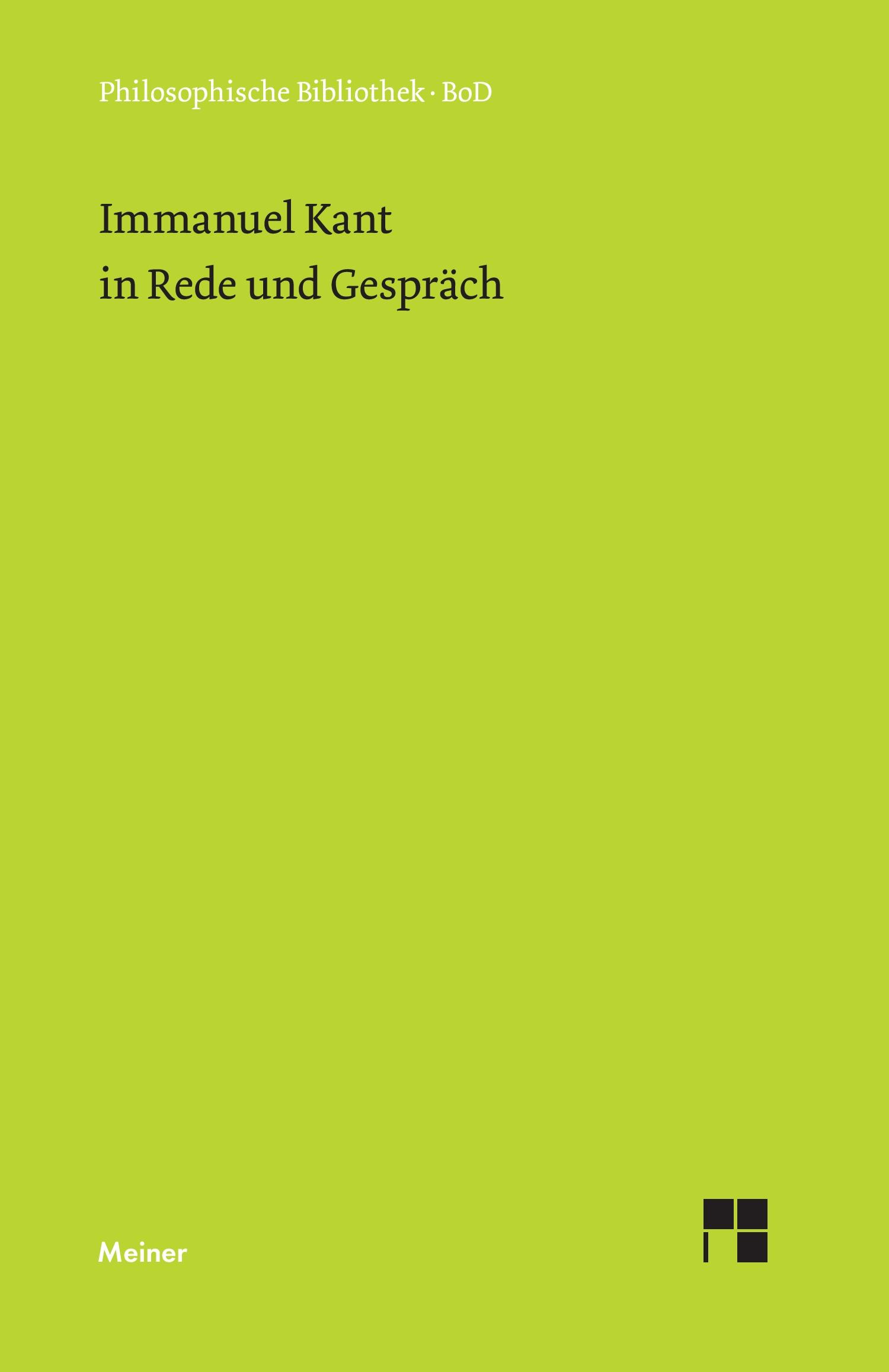 Vorderes Coverbild Immanuel Kant in Rede und Gespräch