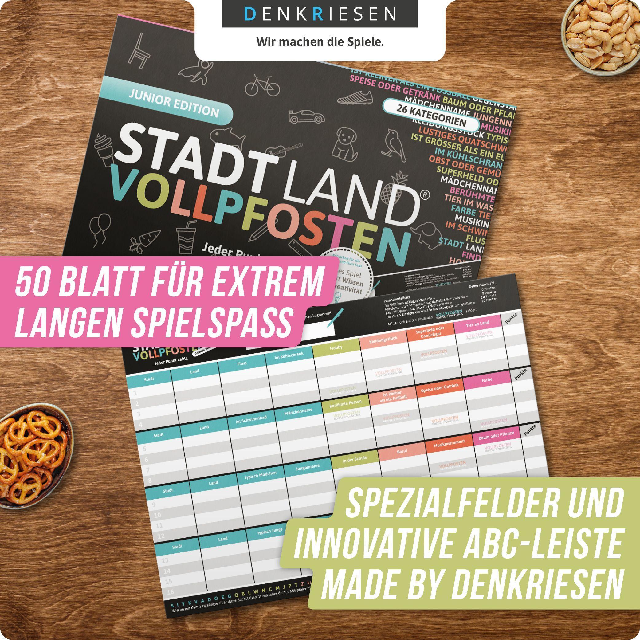 Beispielinhalt (Bild) STADT LAND VOLLPFOSTEN® - JUNIOR EDITION - Für Kinder und Jugendliche