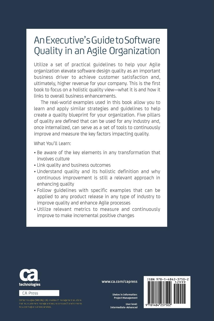 Rückseitencover An Executive's Guide to Software Quality in an Agile Organization