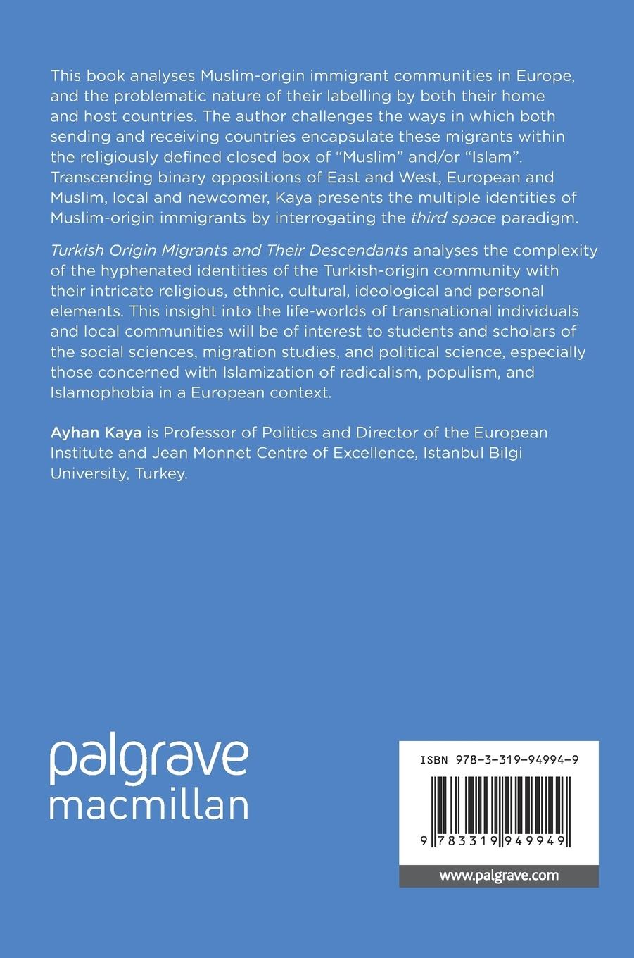 Rückseitencover Turkish Origin Migrants and Their Descendants