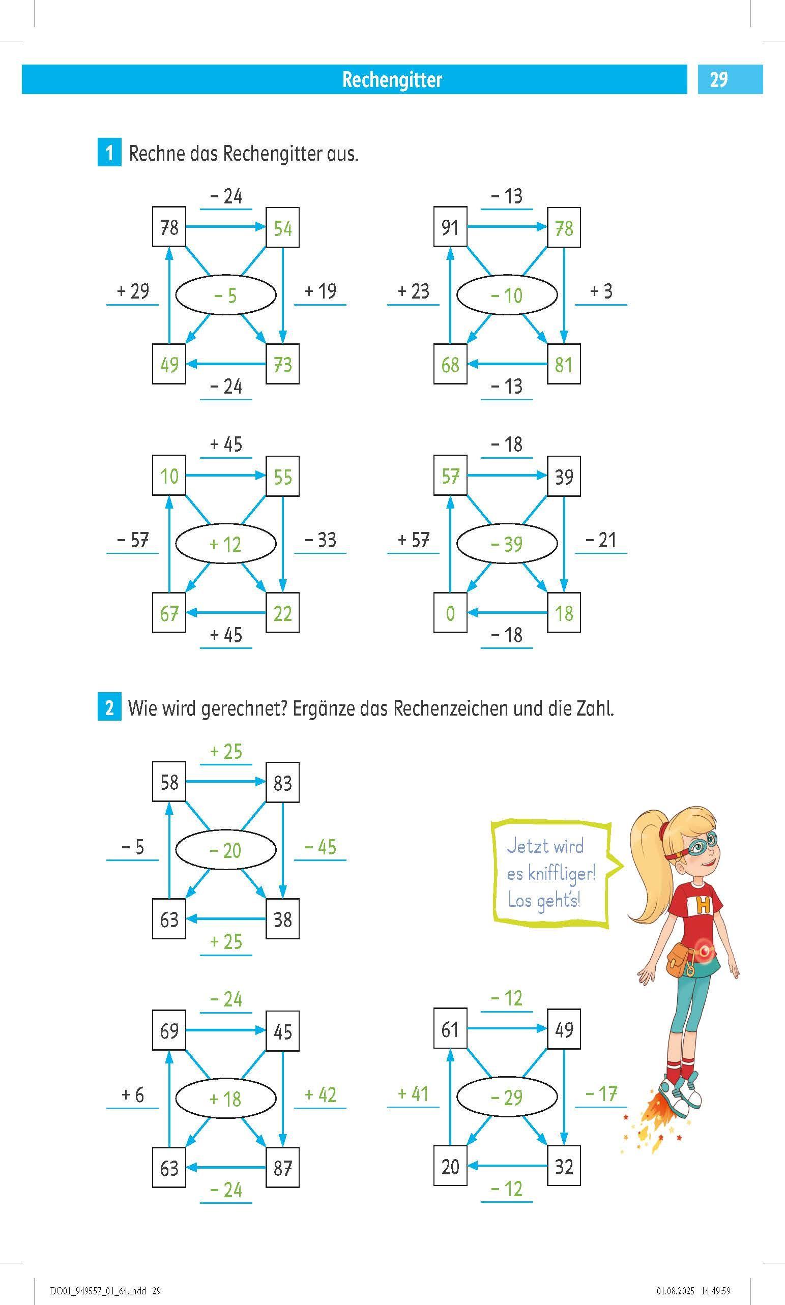 Beispielinhalt (Bild) Klett Die Mathe-Helden Kopfrechnen 2. Klasse. Mathematik in der Grundschule