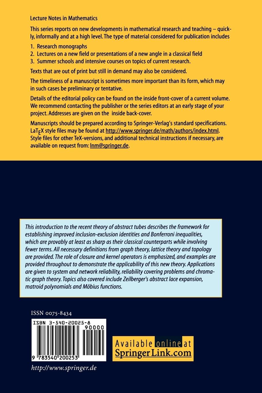 Rückseitencover Improved Bonferroni Inequalities via Abstract Tubes
