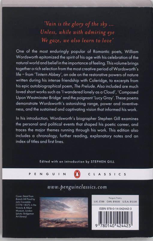 Rückseitencover William Wordsworth: Selected Poems
