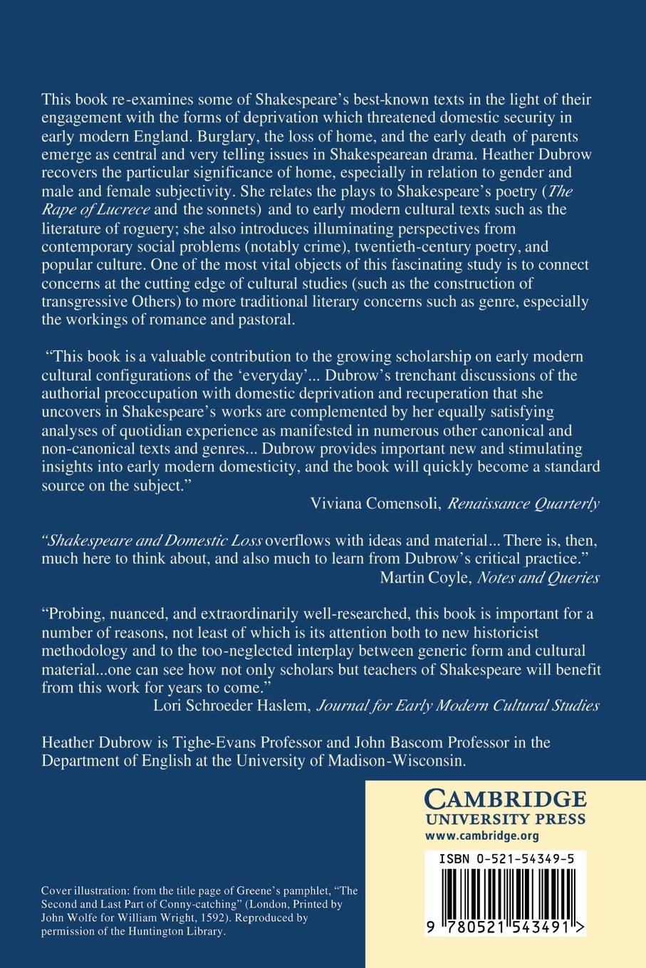 Rückseitencover Shakespeare and Domestic Loss