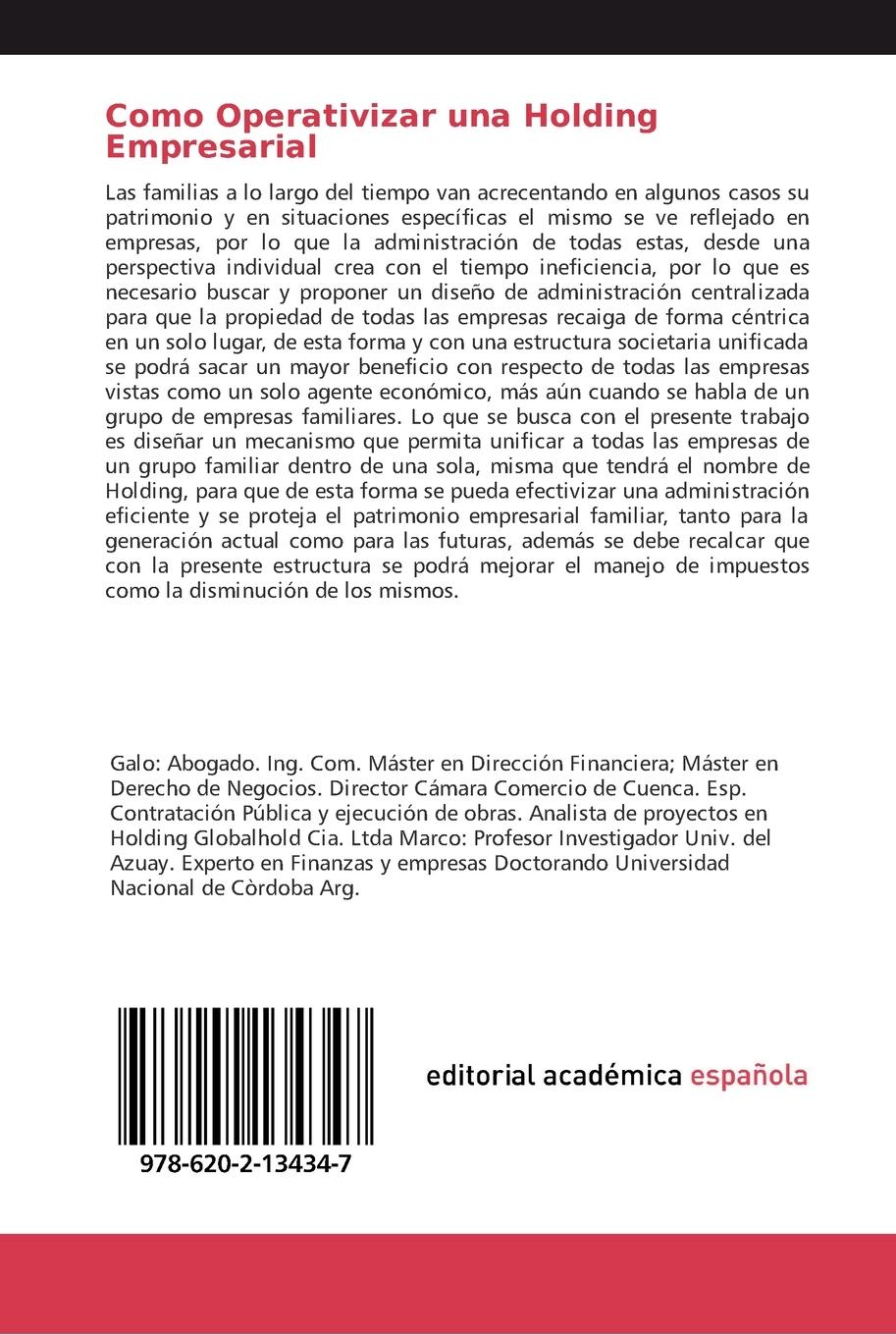 Rückseitencover Como Operativizar una Holding Empresarial