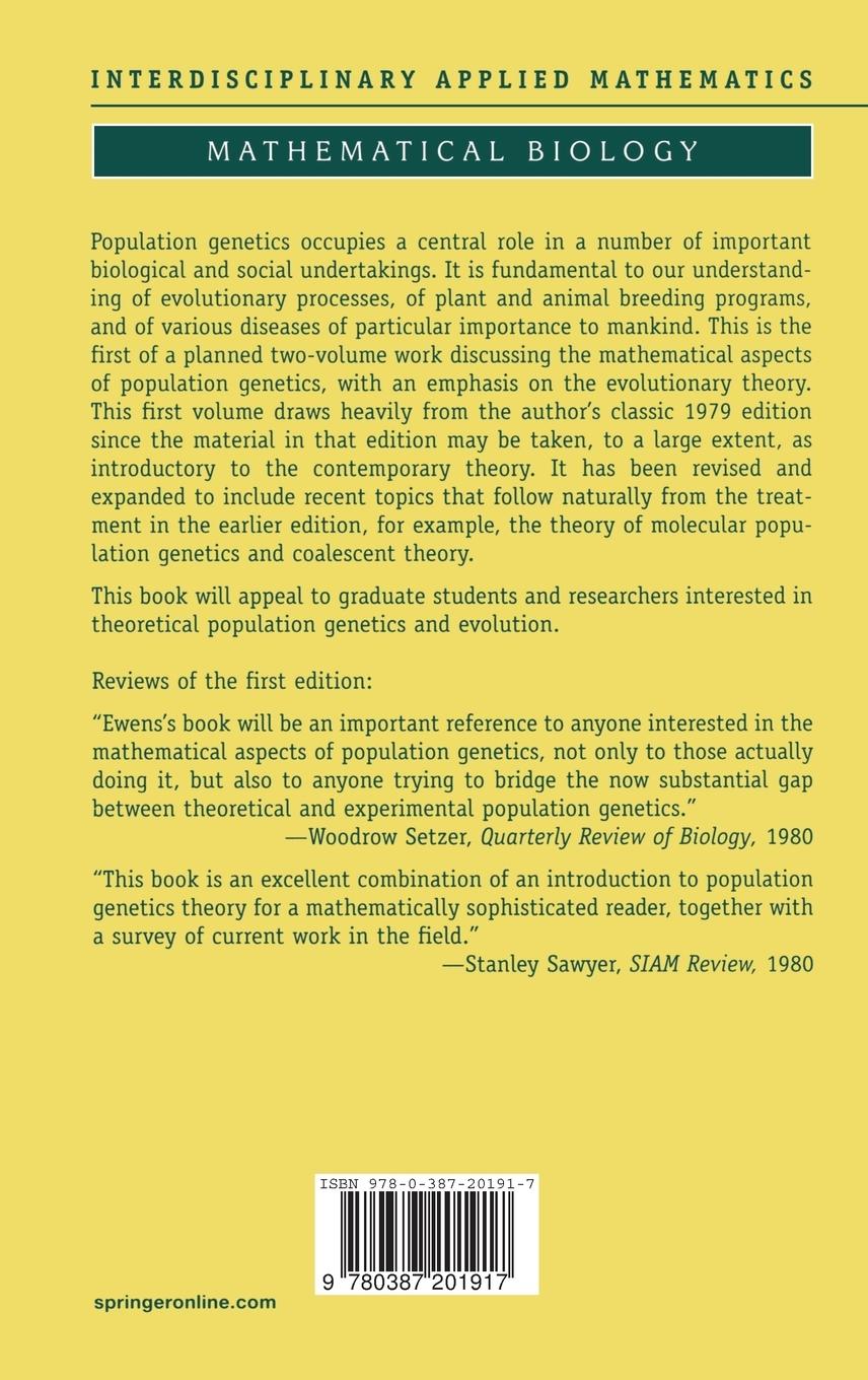 Rückseitencover Mathematical Population Genetics 1