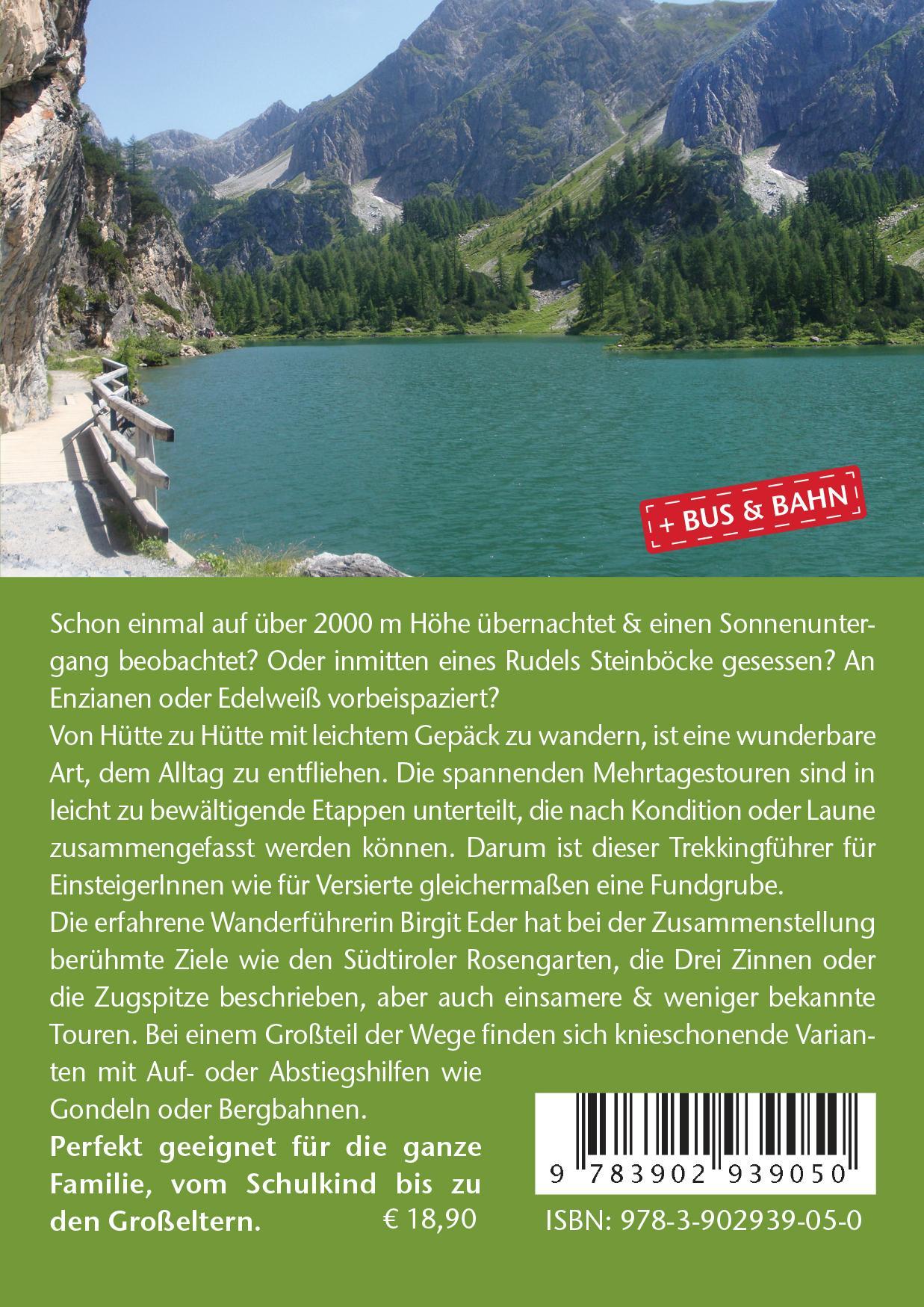 Rückseitencover Wander- und Hüttenurlaub. Trekking für ALLE in Bayern, Österreich und Südtirol