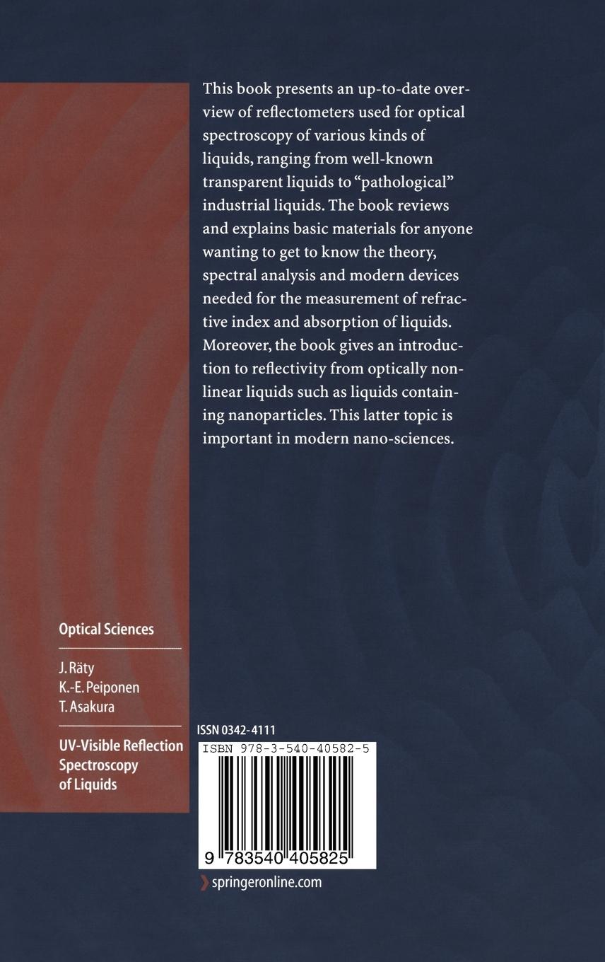 Rückseitencover UV-Visible Reflection Spectroscopy of Liquids
