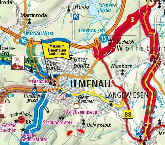 Beispielinhalt (Bild) Motorradkarte Thüringer Wald 1:200 000