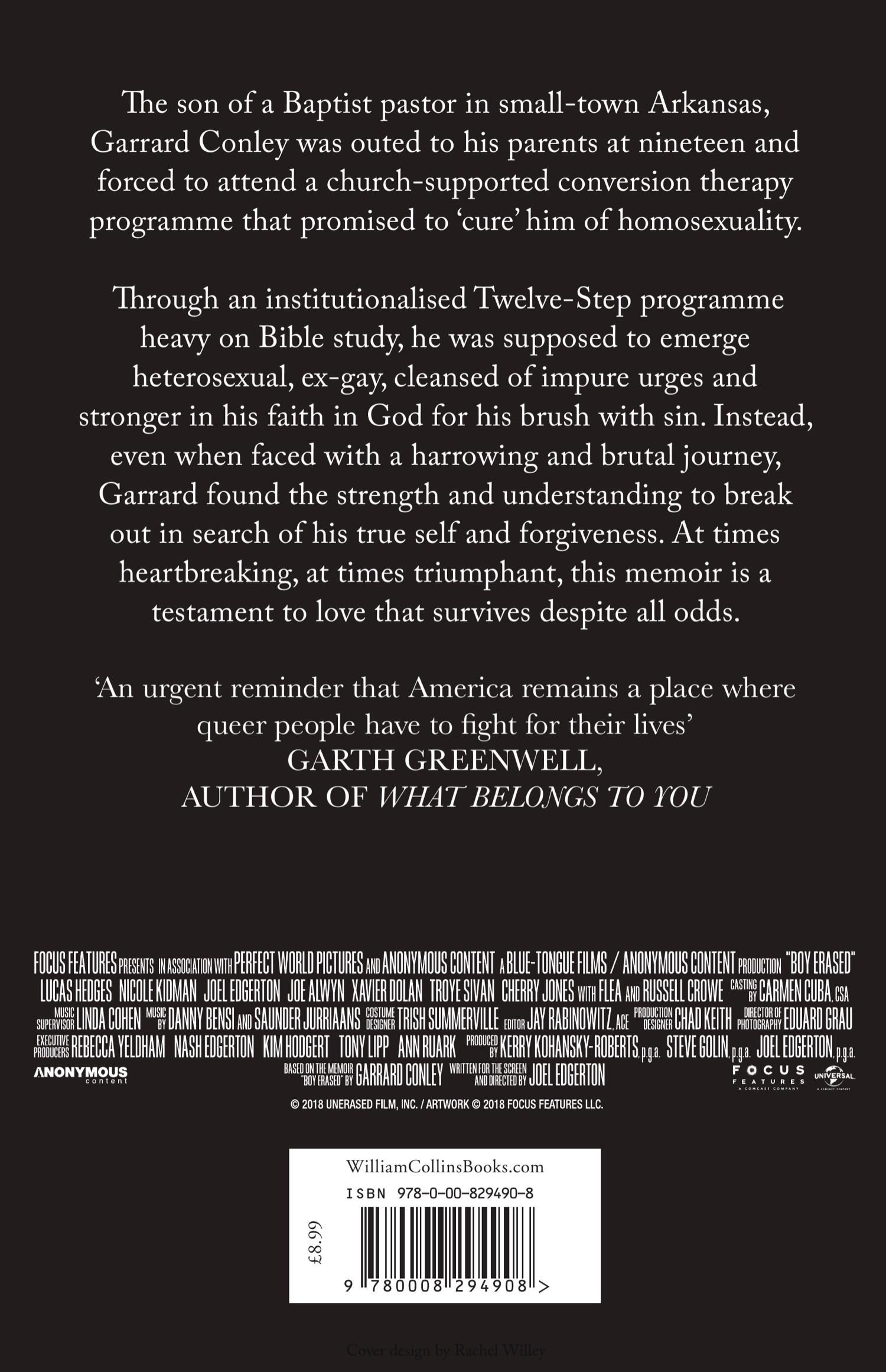Rückseitencover Boy Erased
