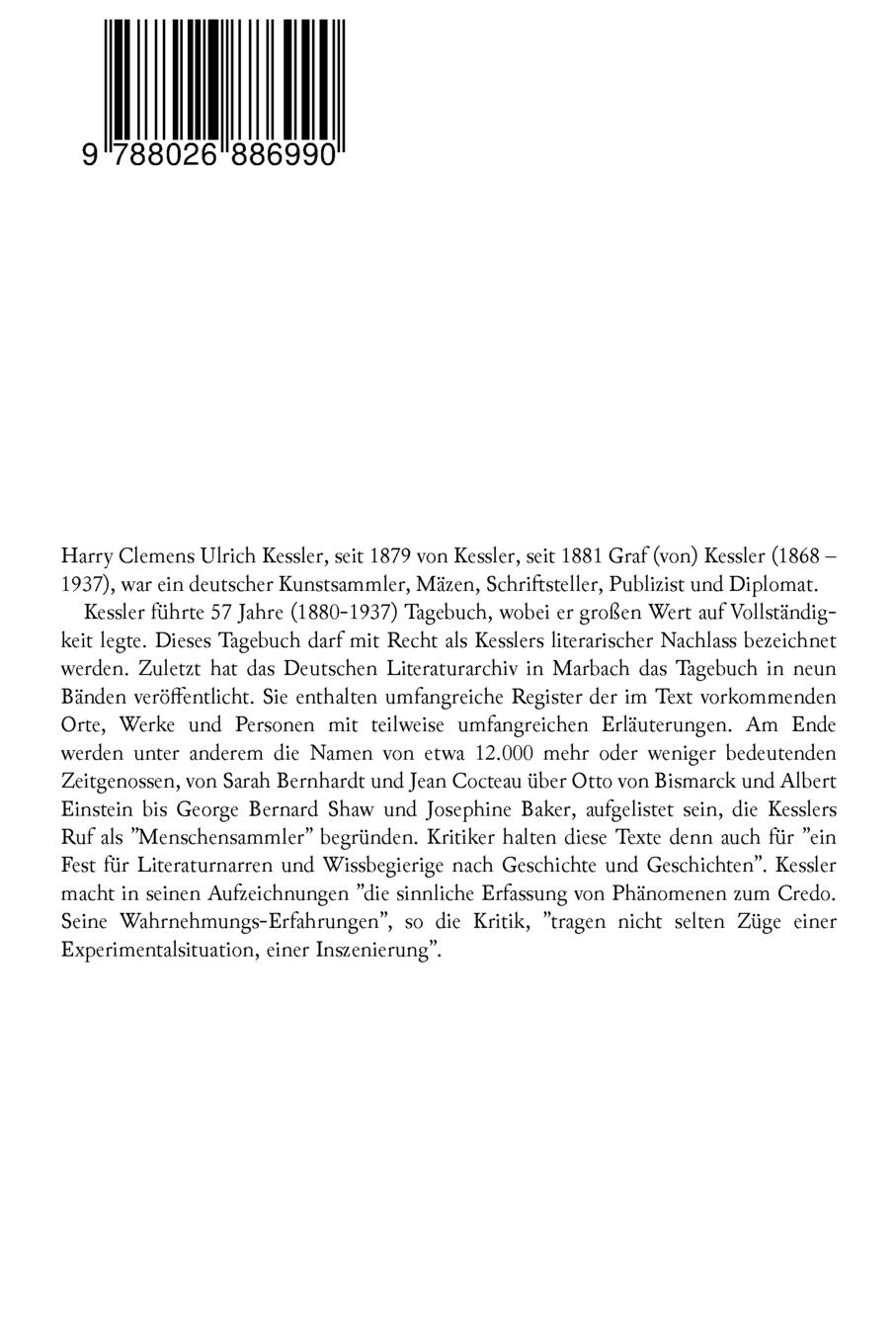 Rückseitencover Tagebücher 1918-1937: Graf von Kessler