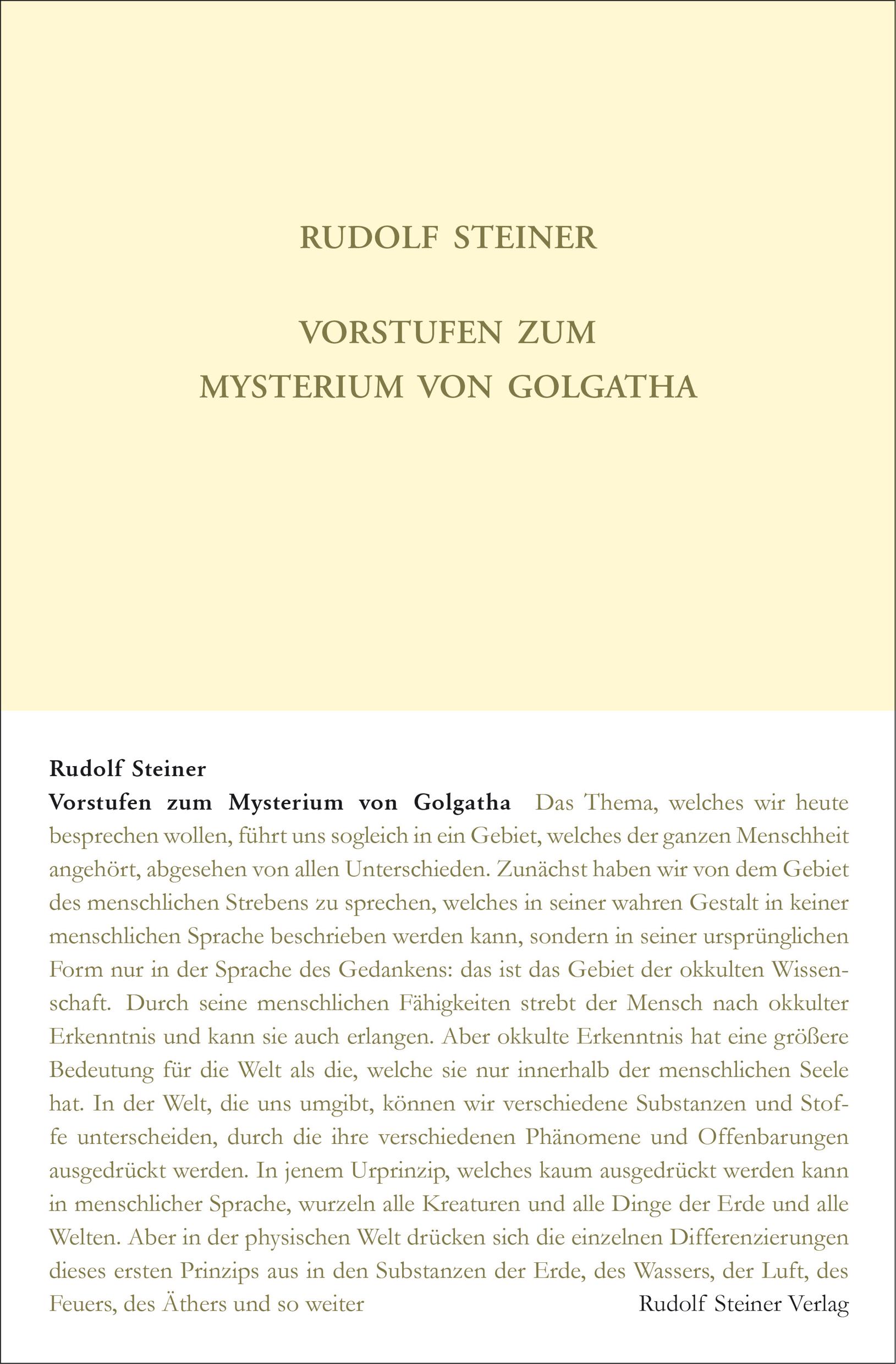 Vorderes Coverbild Vorstufen zum Mysterium von Golgatha