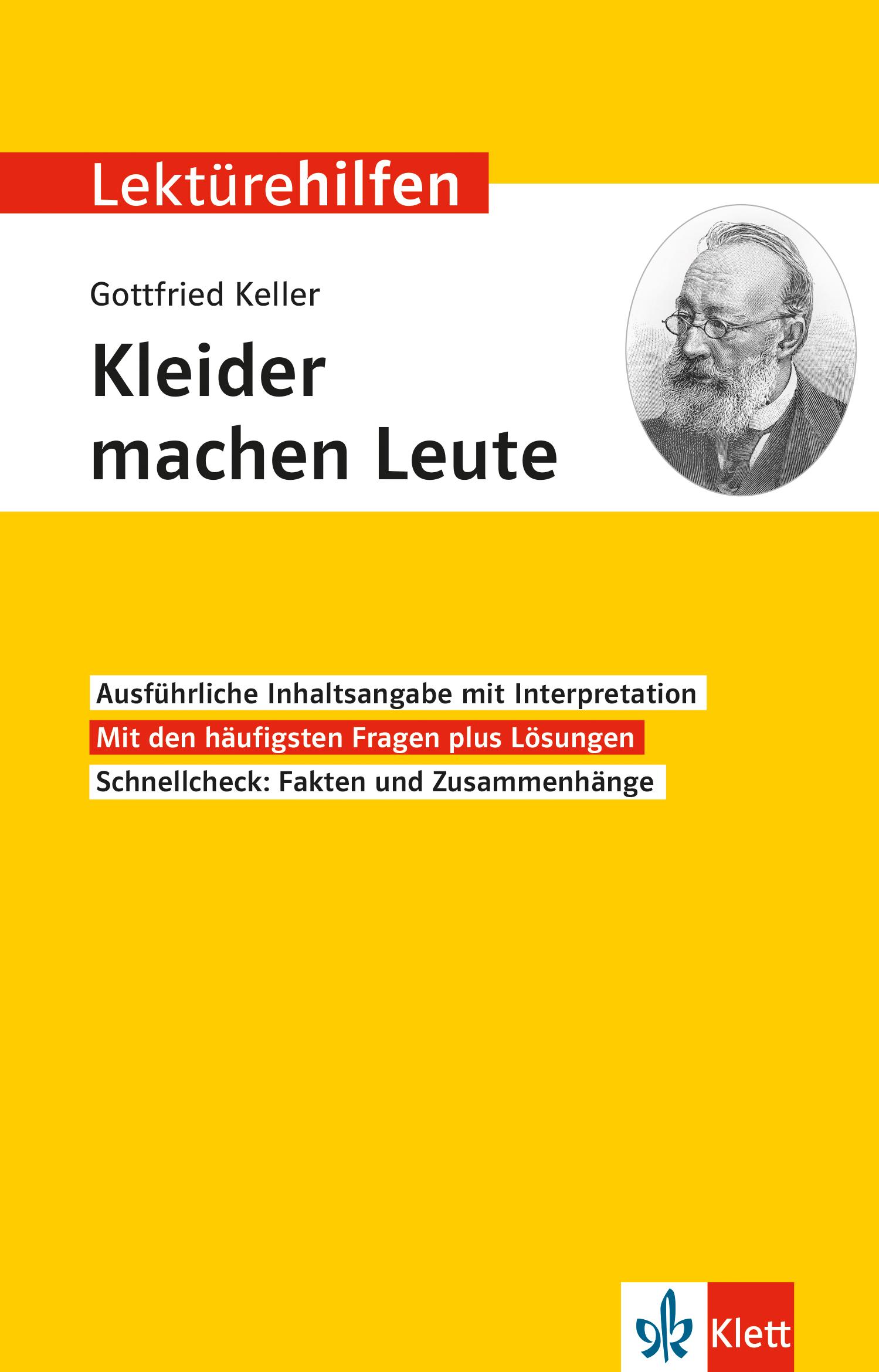 Vorderes Coverbild Lektürehilfen Gottfried Keller "Kleider machen Leute"