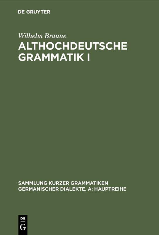Vorderes Coverbild Althochdeutsche Grammatik I
