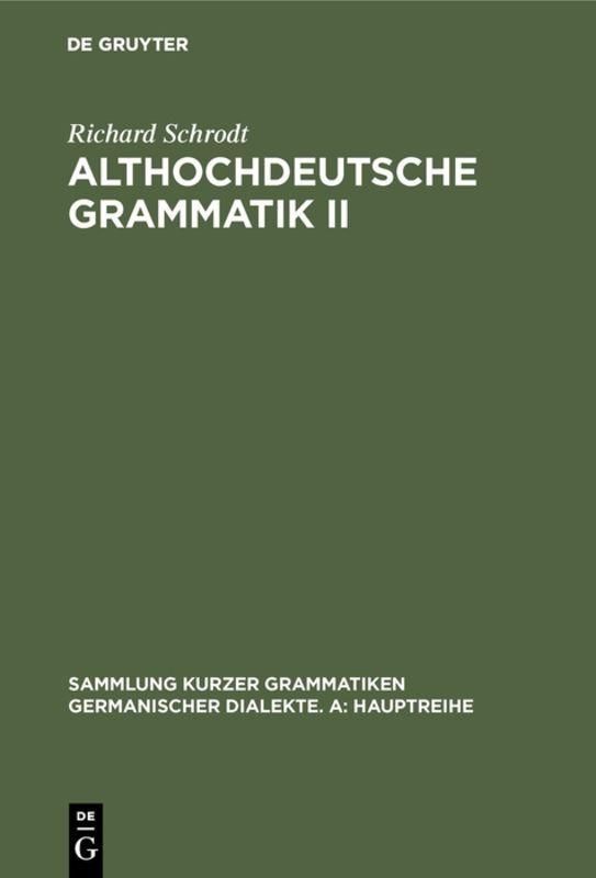 Vorderes Coverbild Althochdeutsche Grammatik II