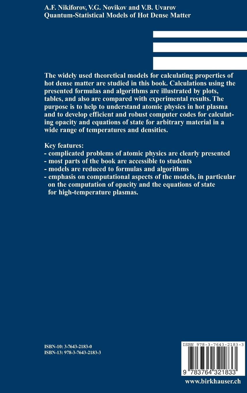 Rückseitencover Quantum-Statistical Models of Hot Dense Matter