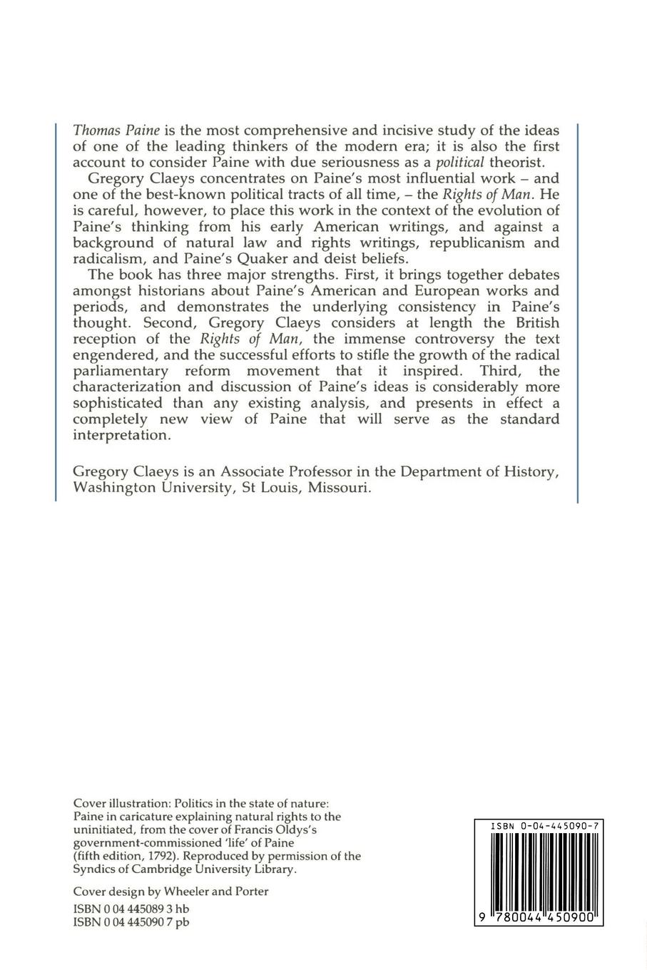 Rückseitencover Thomas Paine