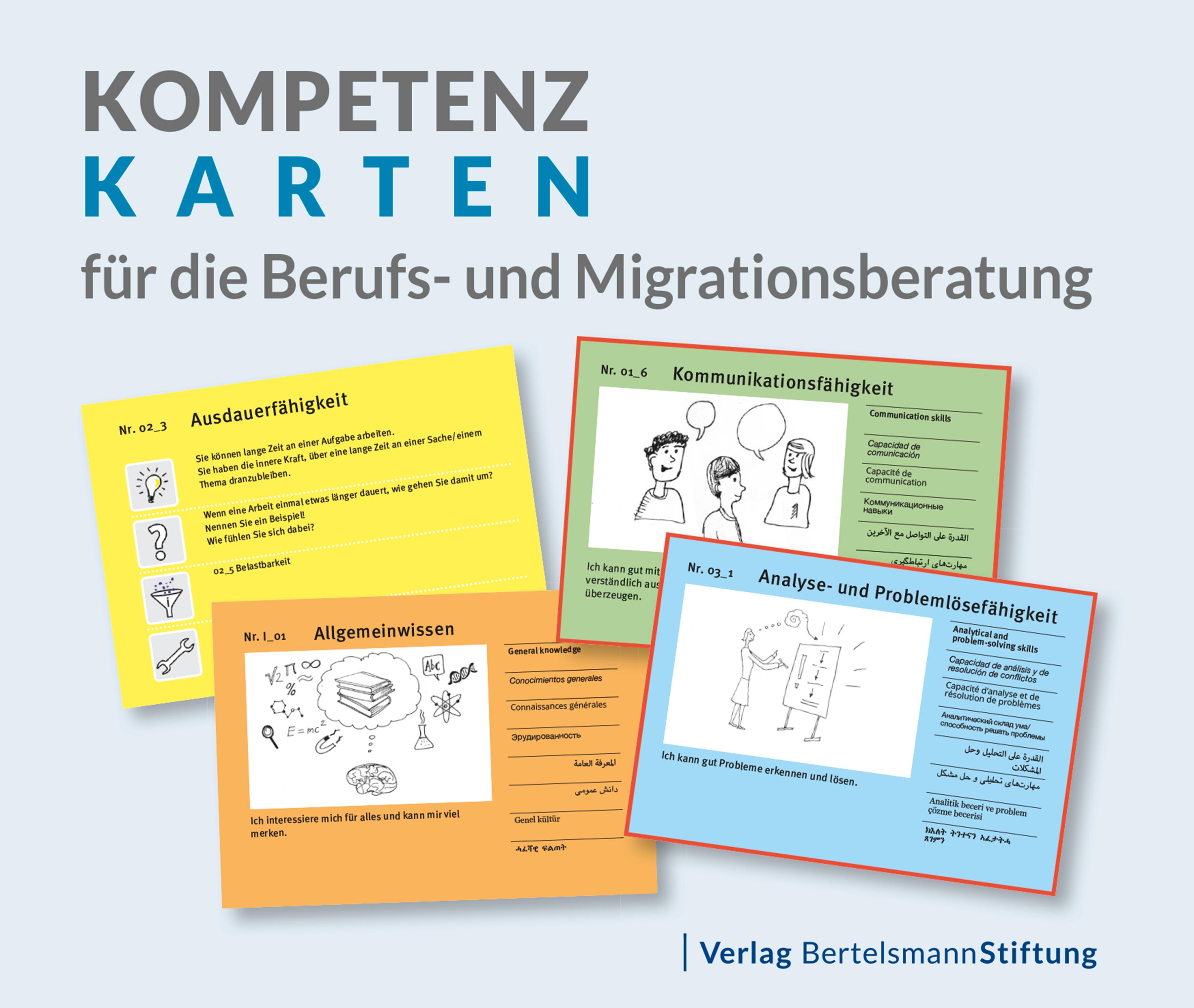 Vorderes Coverbild Kompetenzkarten für die Berufs- und Migrationsberatung