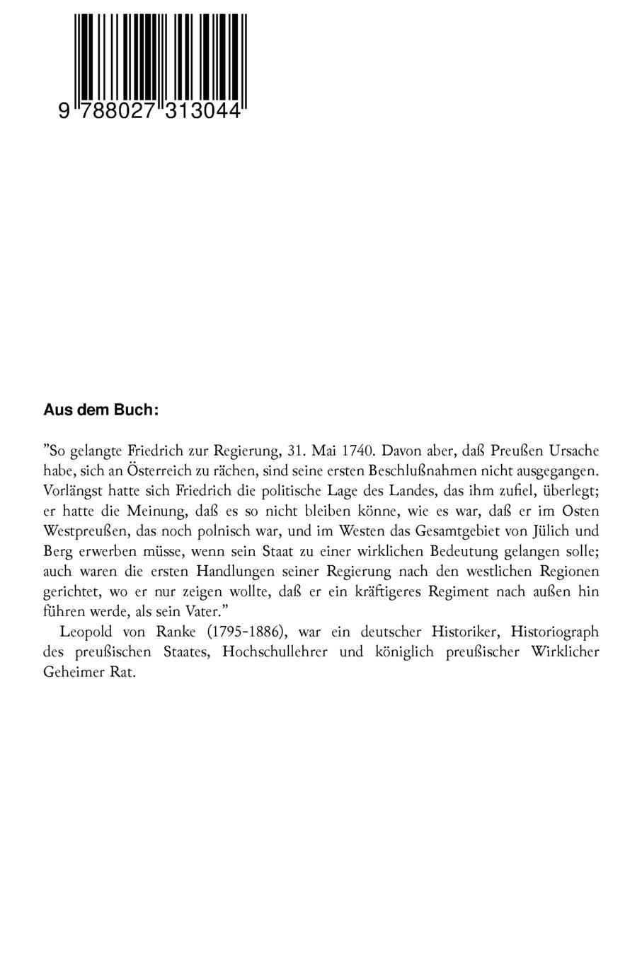Rückseitencover Friedrich II. König von Preußen: Biographie