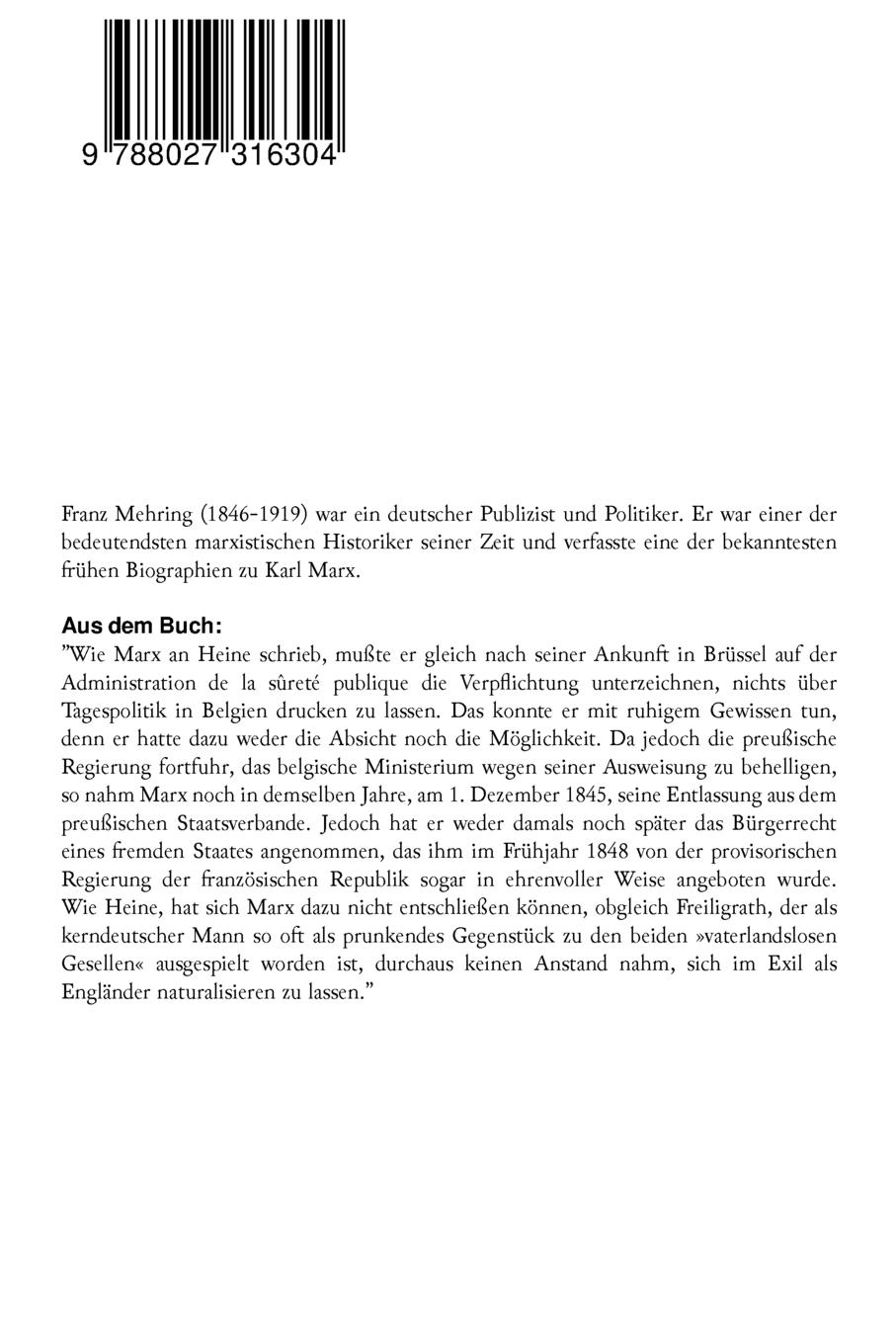 Rückseitencover Karl Marx - Geschichte seines Lebens: Biografie