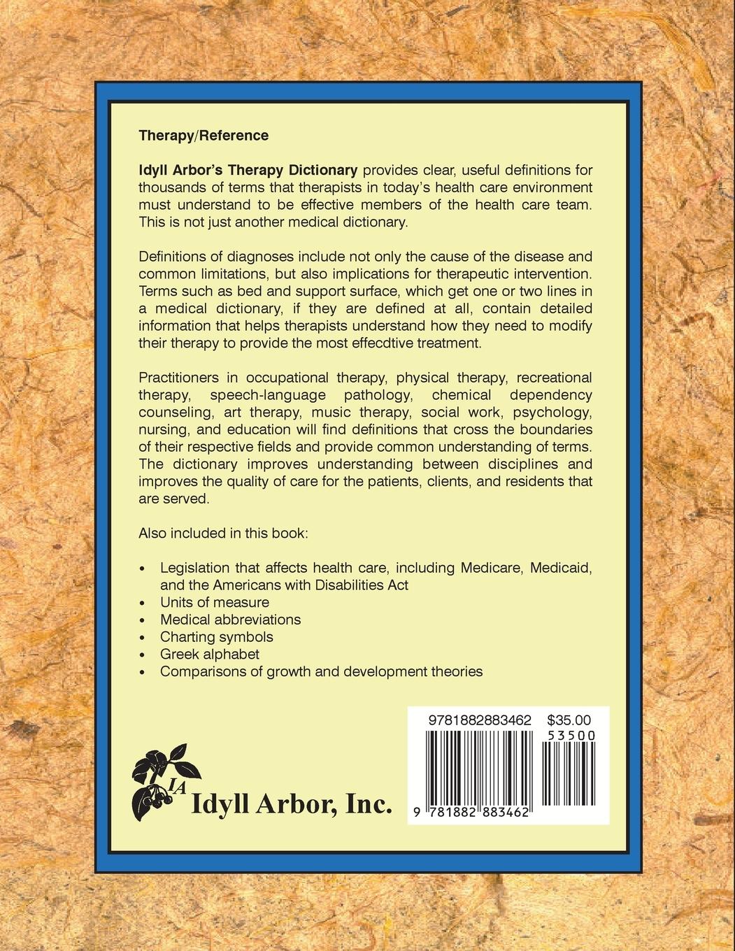 Rückseitencover Idyll Arbor's Therapy Dictionary