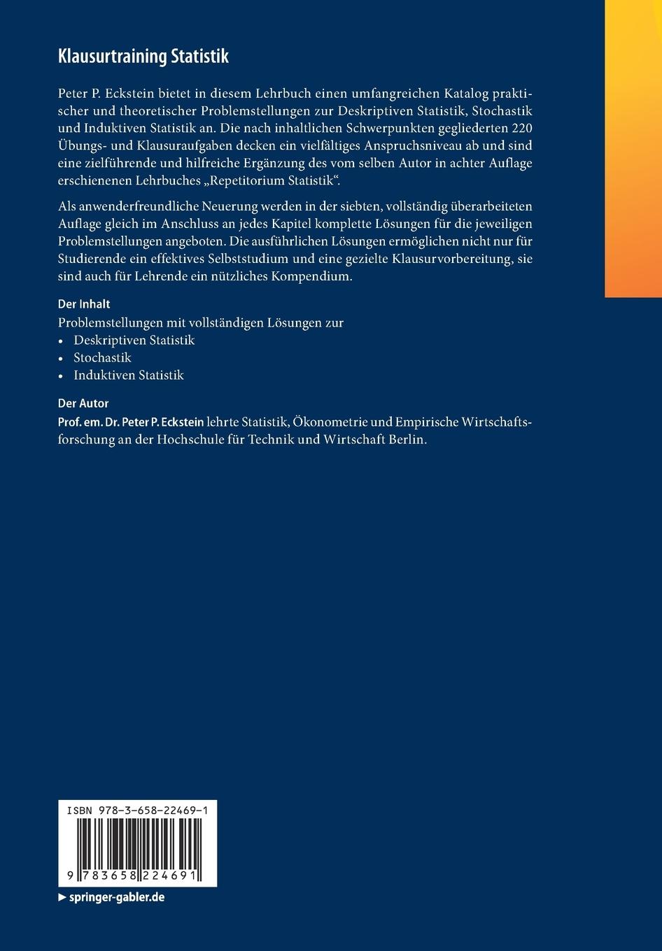 Rückseitencover Klausurtraining Statistik