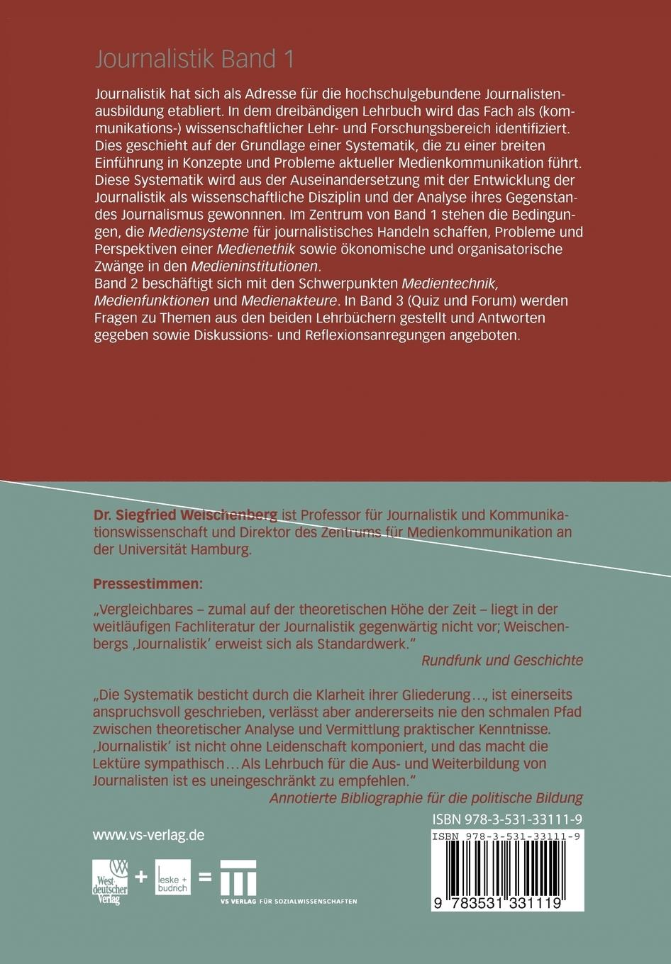 Rückseitencover Journalistik