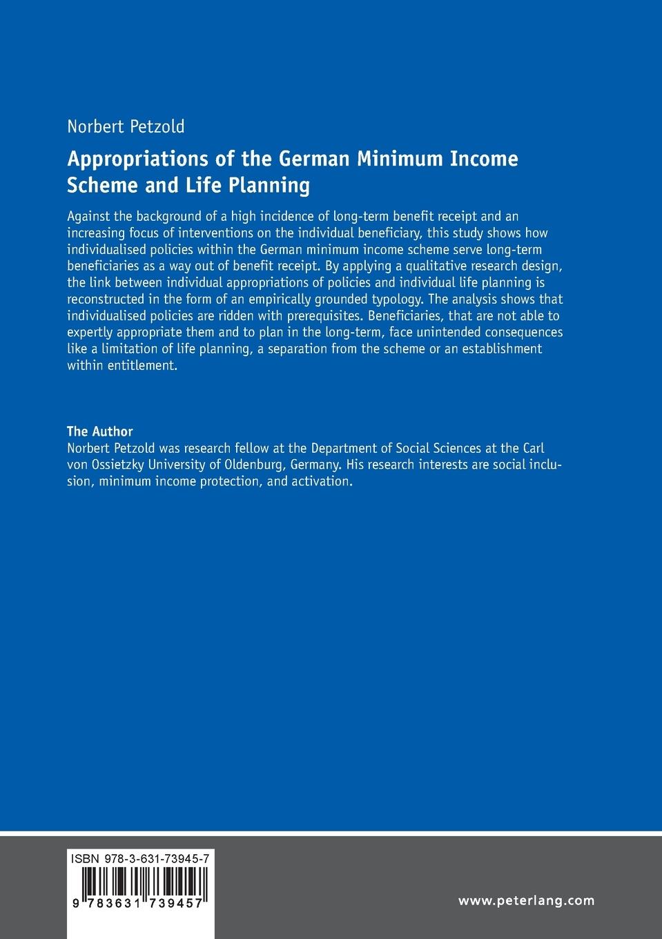 Rückseitencover Appropriations of the German Minimum Income Scheme and Life Planning