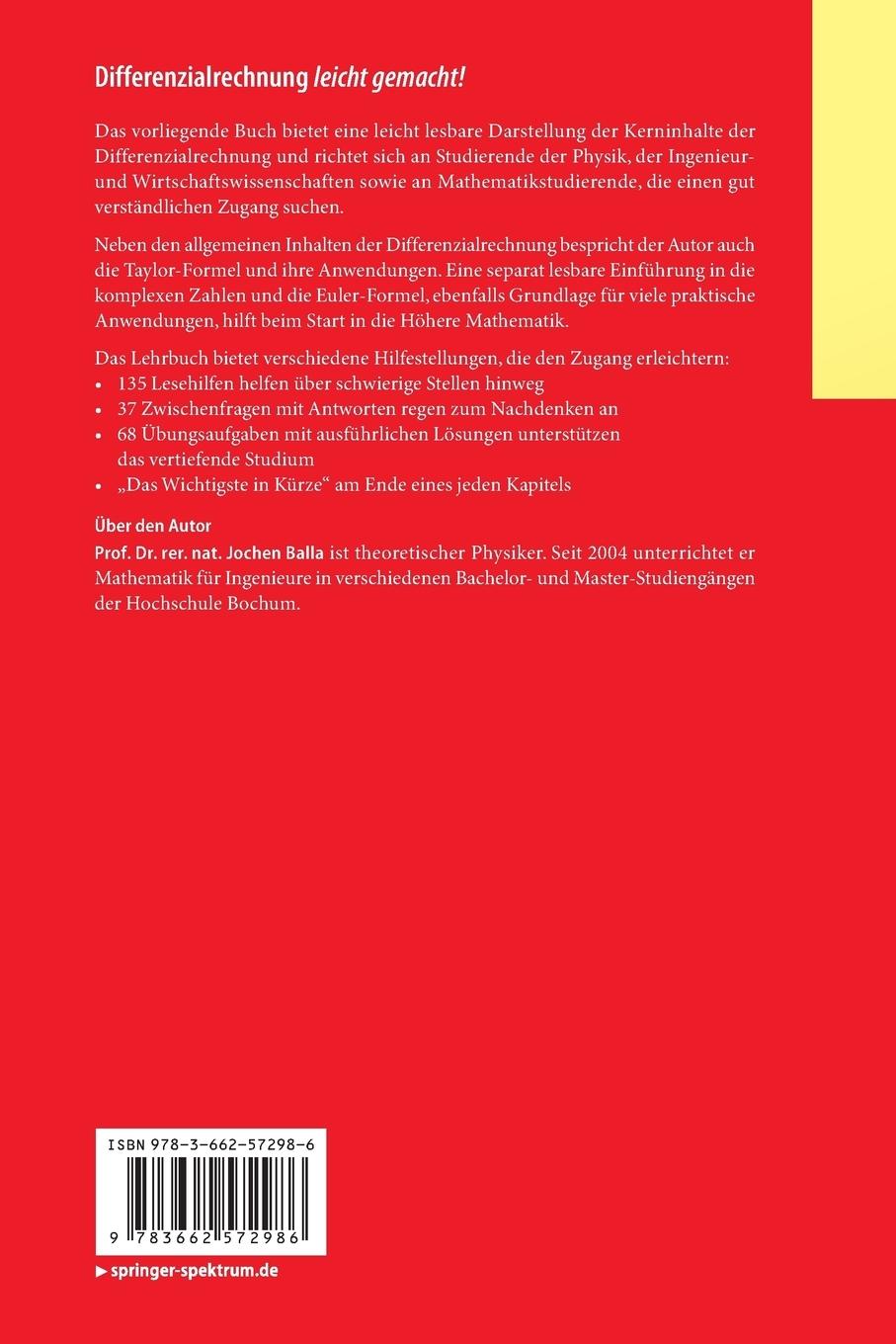 Rückseitencover Differenzialrechnung leicht gemacht!