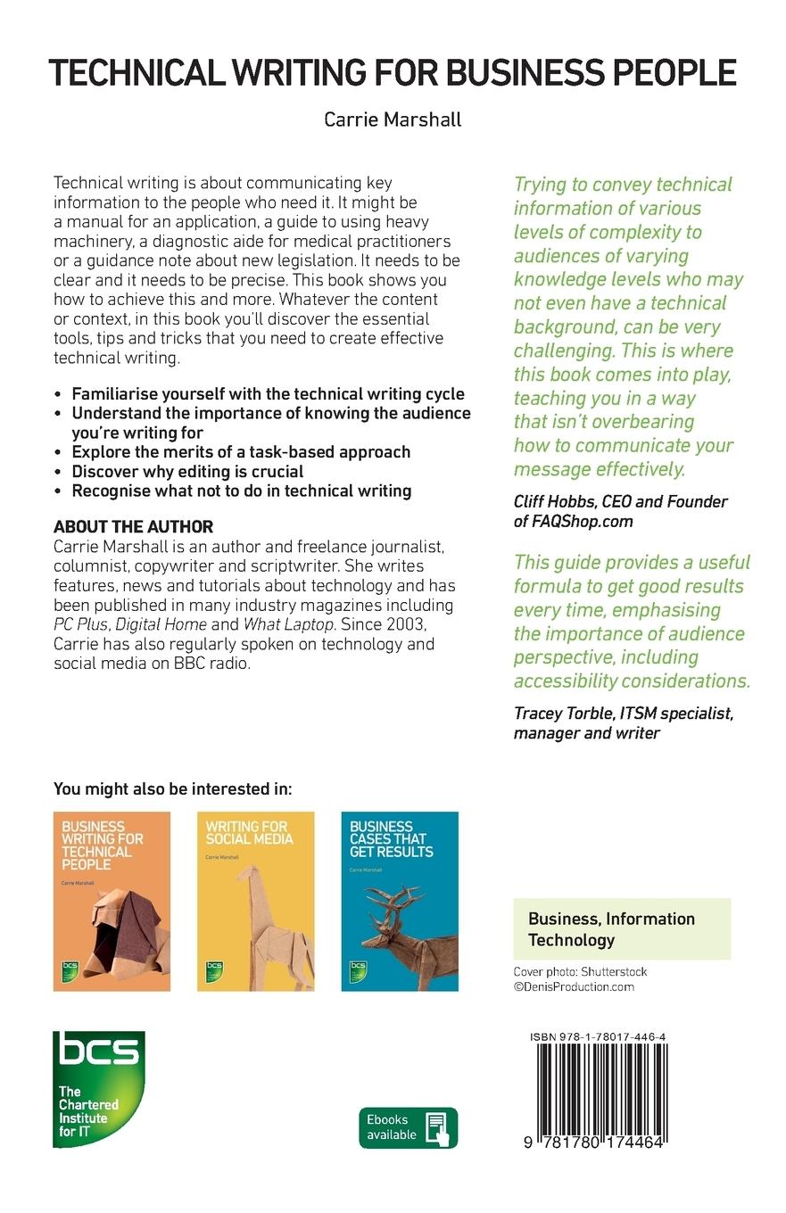 Rückseitencover Technical Writing for Business People