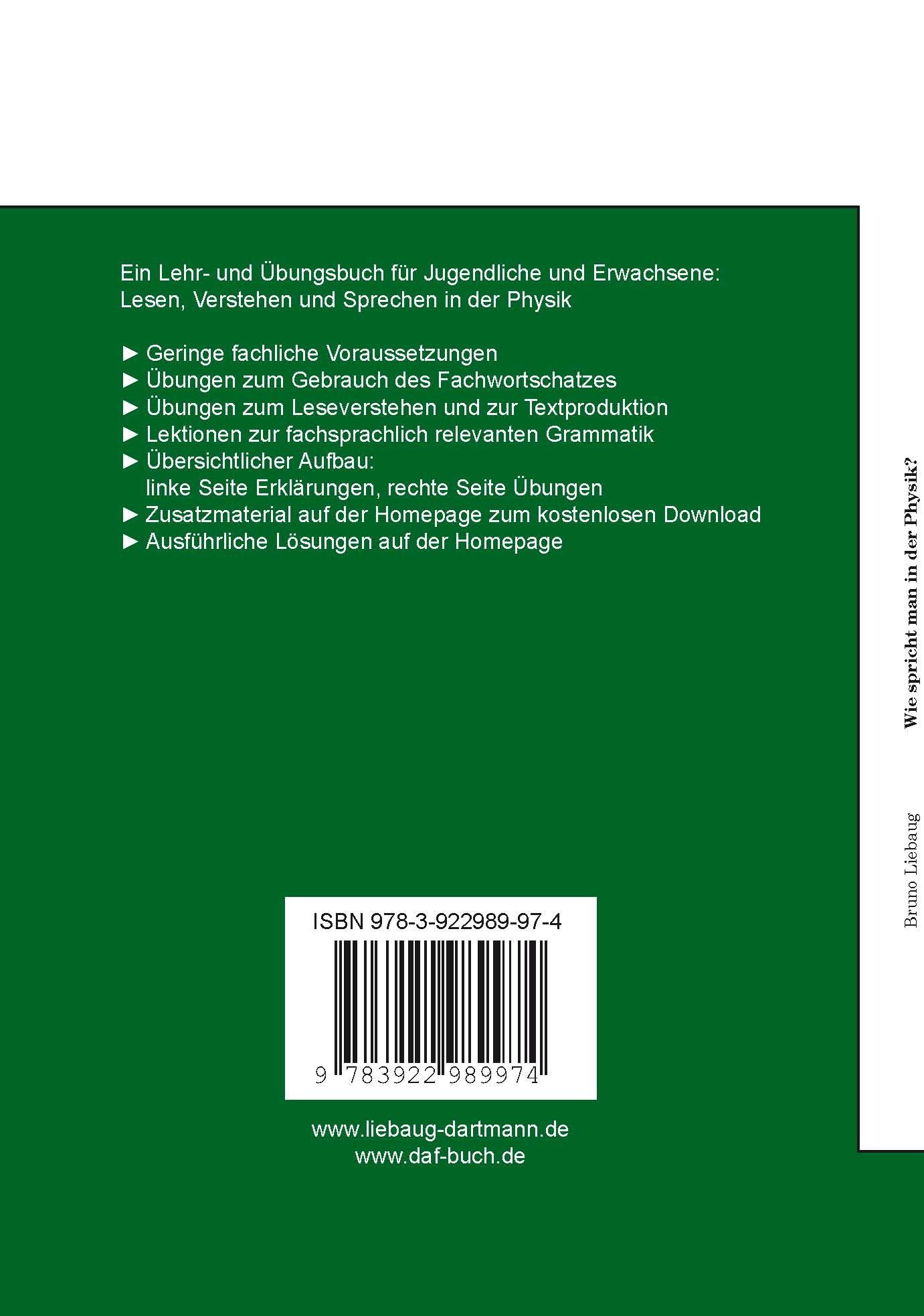 Rückseitencover Wie spricht man in der Physik?