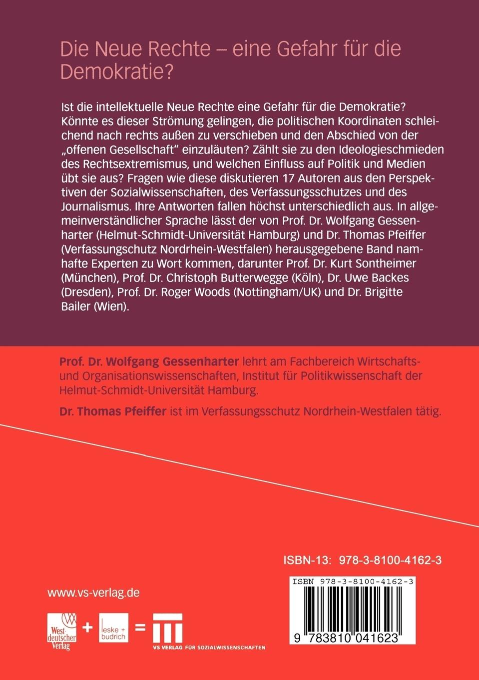 Rückseitencover Die Neue Rechte - eine Gefahr für die Demokratie?