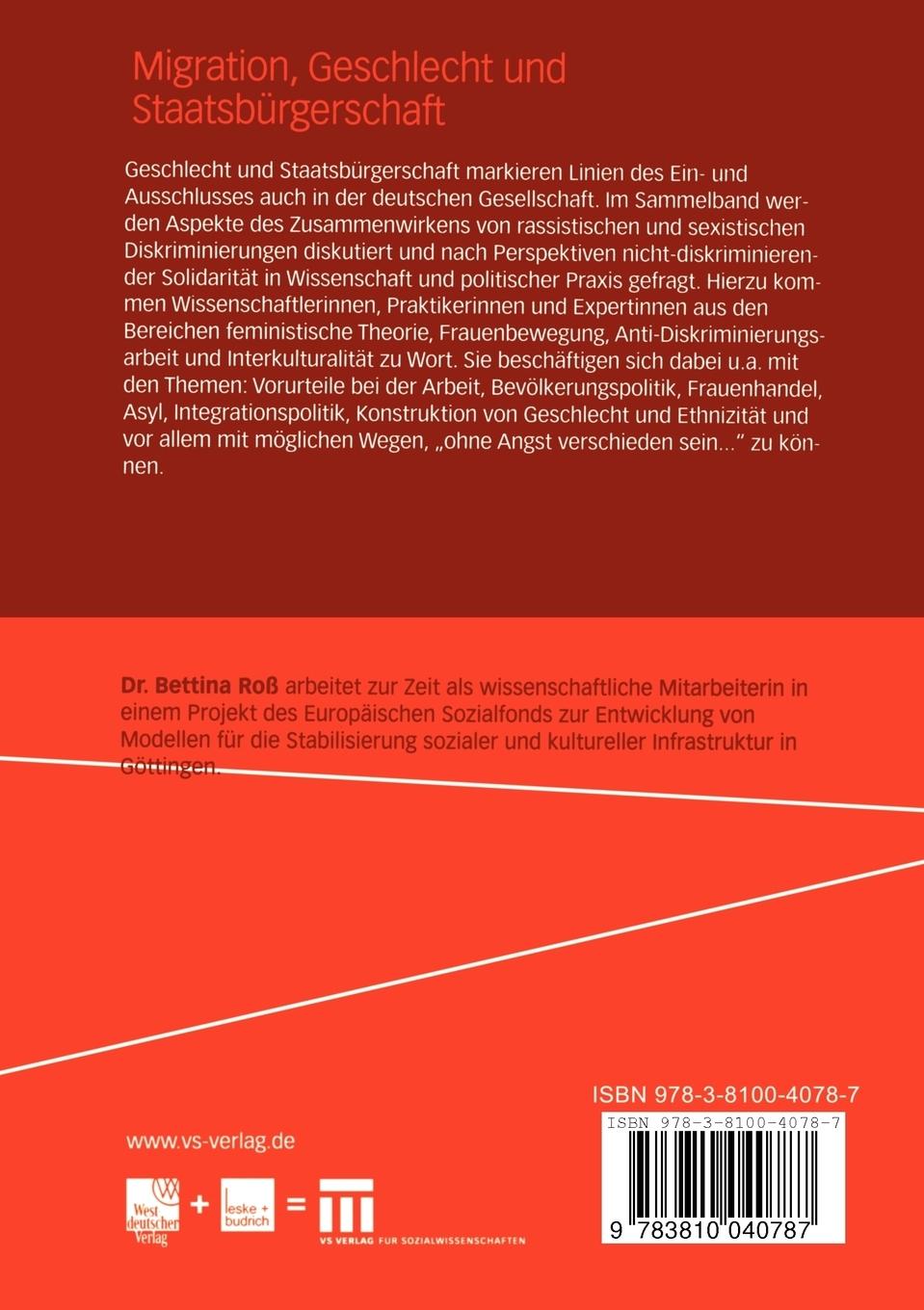 Rückseitencover Migration, Geschlecht und Staatsbürgerschaft