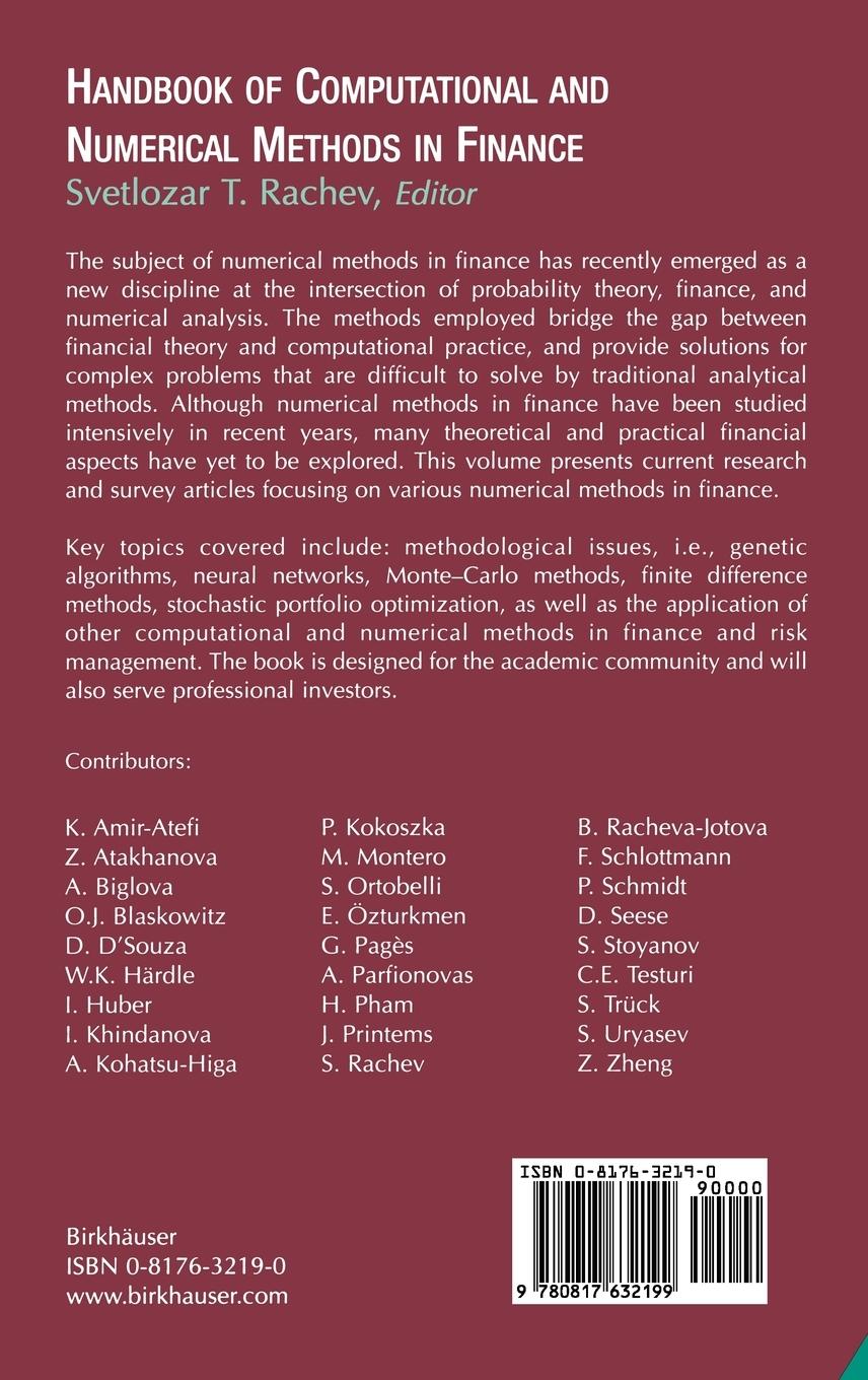 Rückseitencover Handbook of Computational and Numerical Methods in Finance