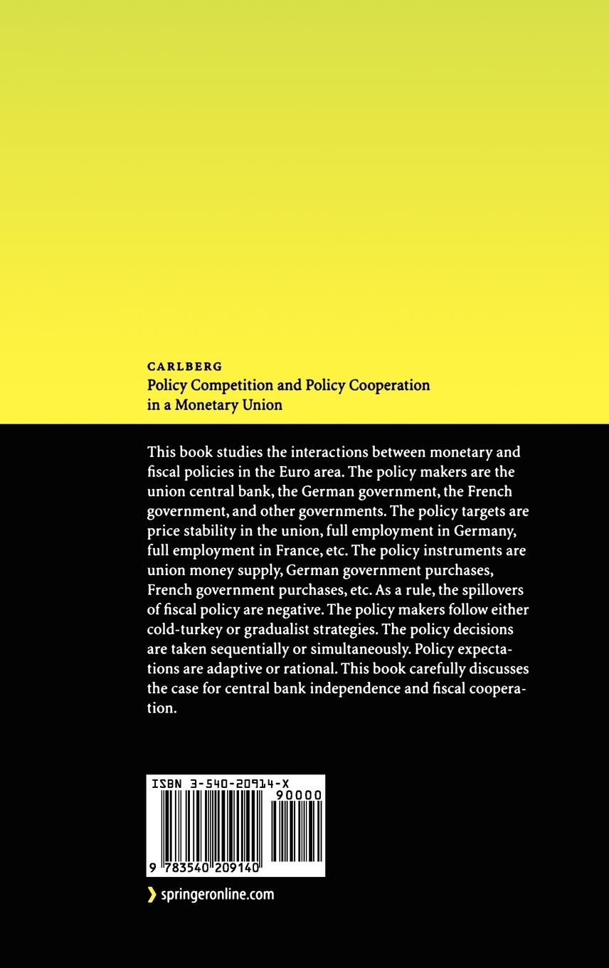 Rückseitencover Policy Competition and Policy Cooperation in a Monetary Union