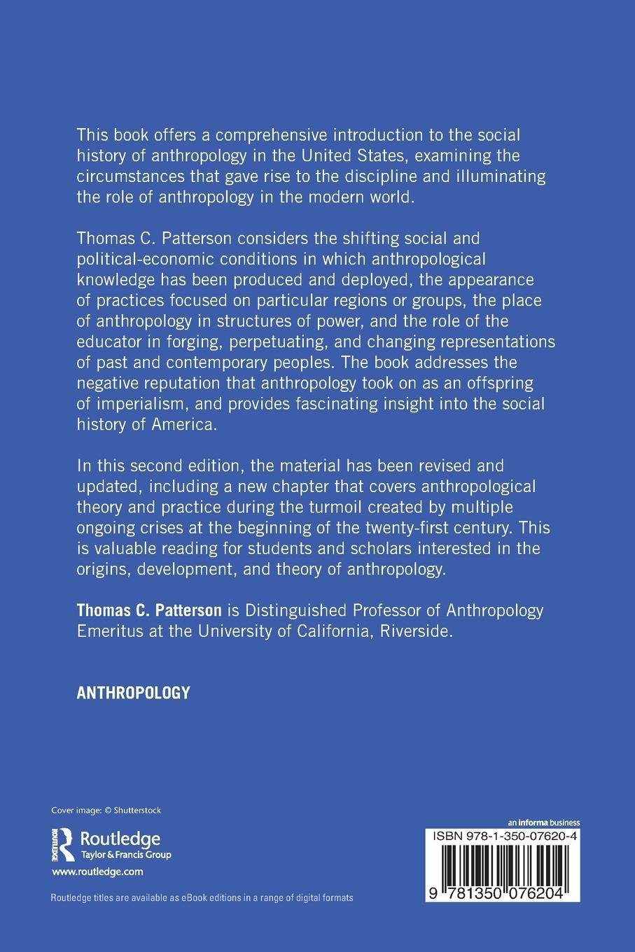 Rückseitencover A Social History of Anthropology in the United States